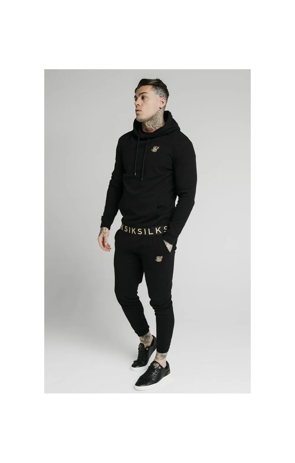 SikSilk Elastic Jacquard Overhead Hoodie – Black sold by Siksilk product image thumbnail 4