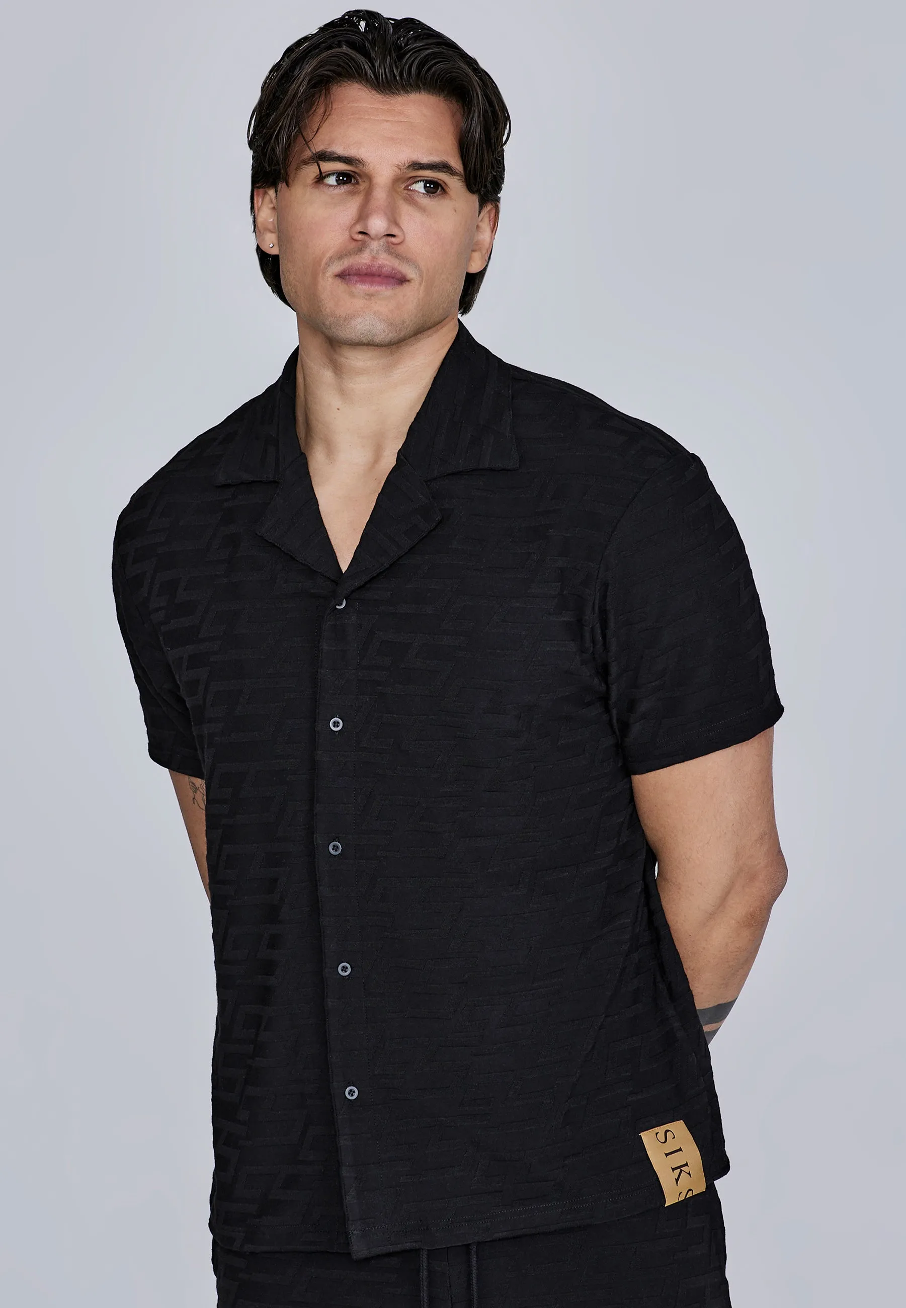 Black Towelling Shirt sold by Siksilk