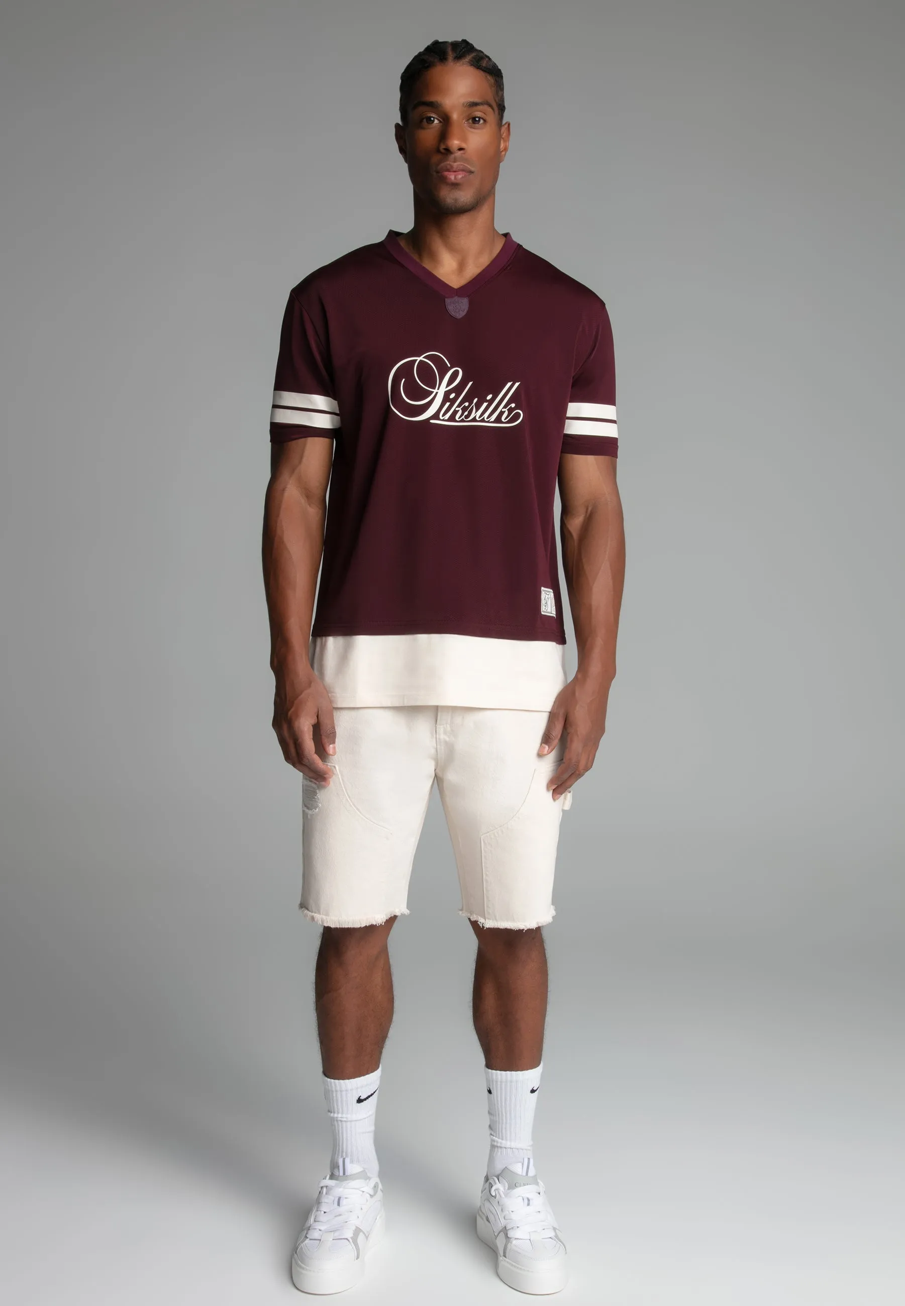 Burgundy Football T-Shirt sold by Siksilk product image thumbnail 4
