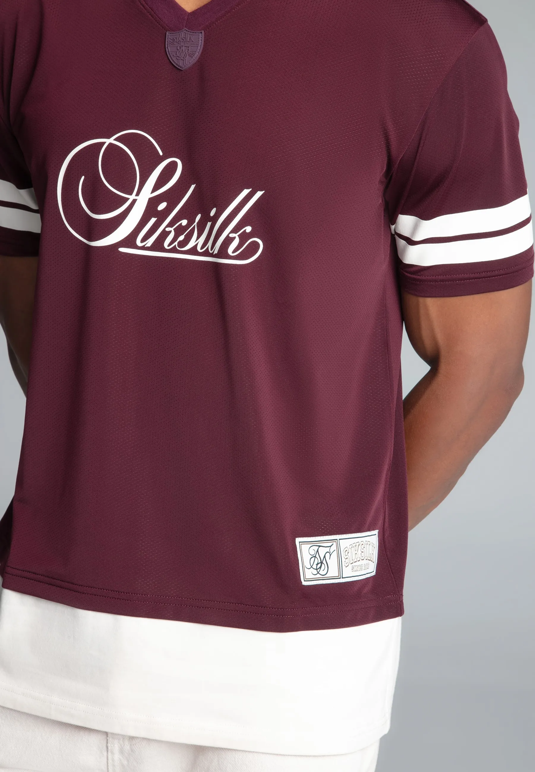 Burgundy Football T-Shirt sold by Siksilk product image thumbnail 3