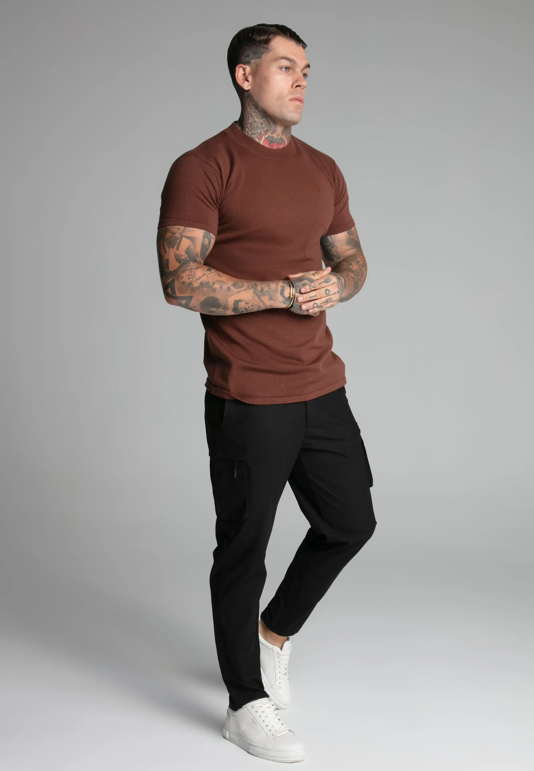 Brown Muscle Fit T-Shirt sold by Siksilk product image thumbnail 4