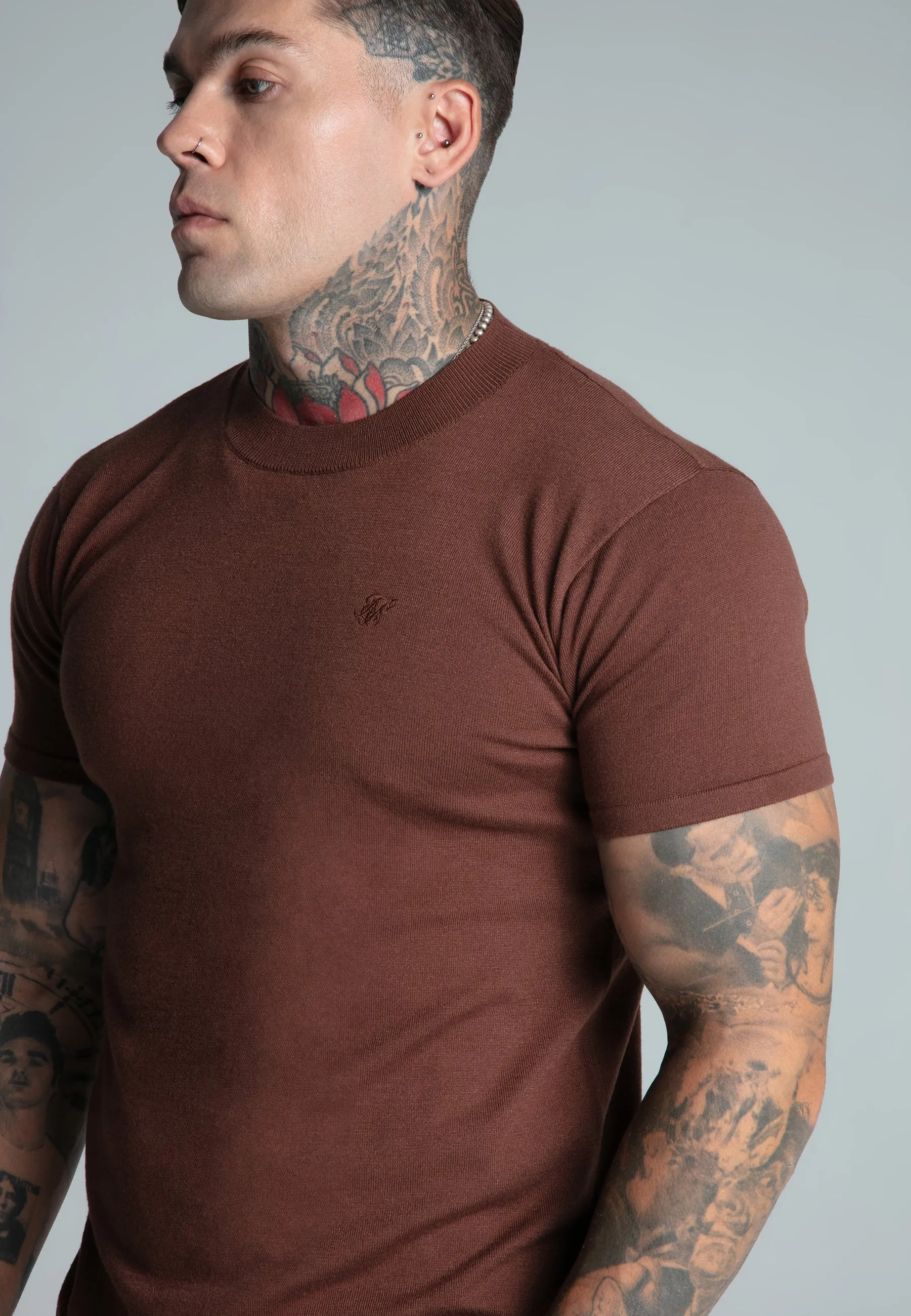 Brown Muscle Fit T-Shirt sold by Siksilk product image thumbnail 3