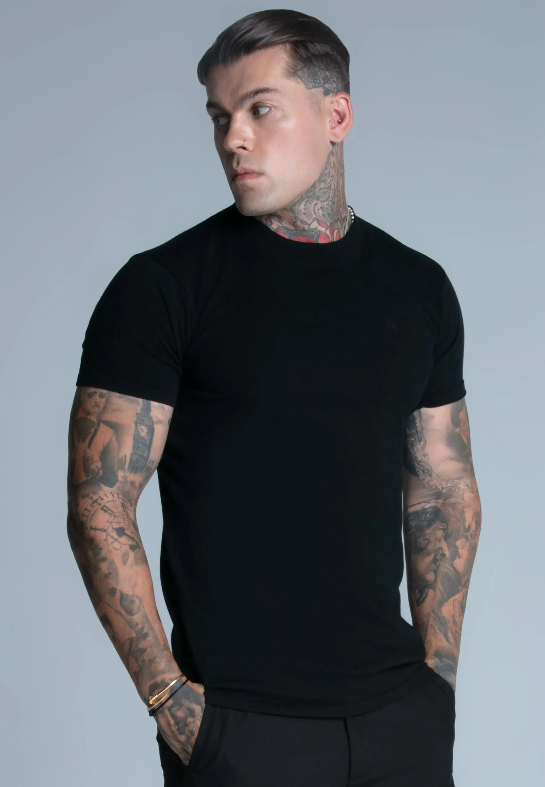 Black Muscle Fit T-Shirt sold by Siksilk
