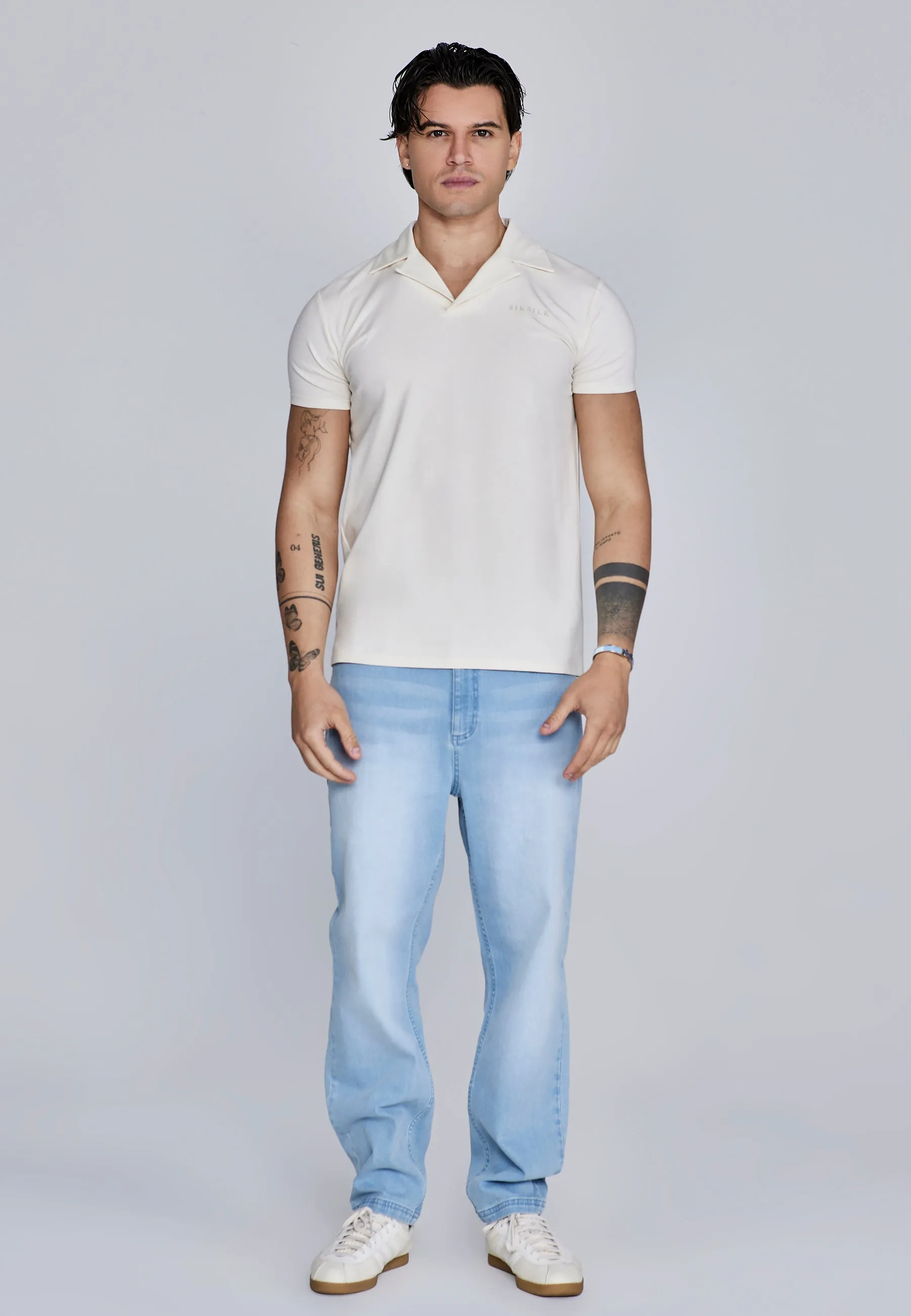 Ecru Smart Revere Polo sold by Siksilk product image thumbnail 3