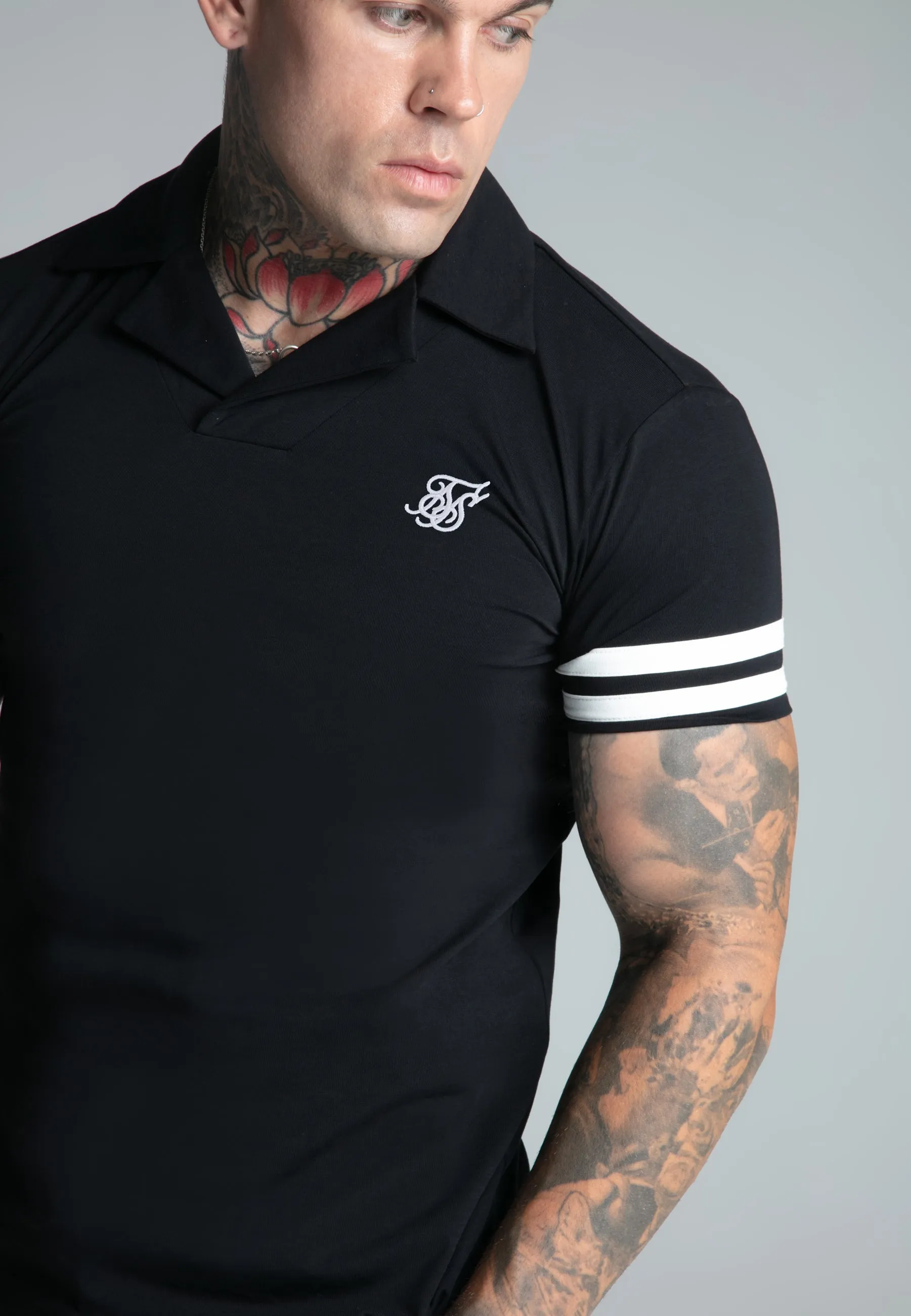 Black Tournament Revere Polo sold by Siksilk product image thumbnail 3