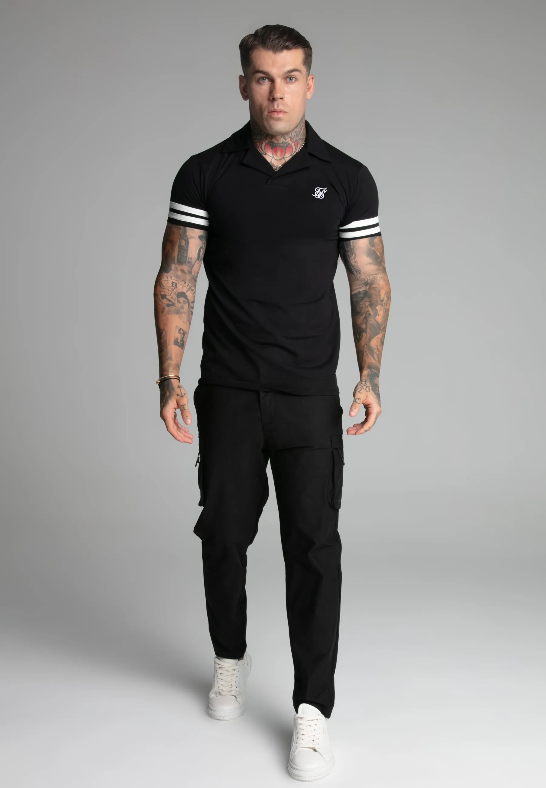 Black Tournament Revere Polo sold by Siksilk product image thumbnail 2