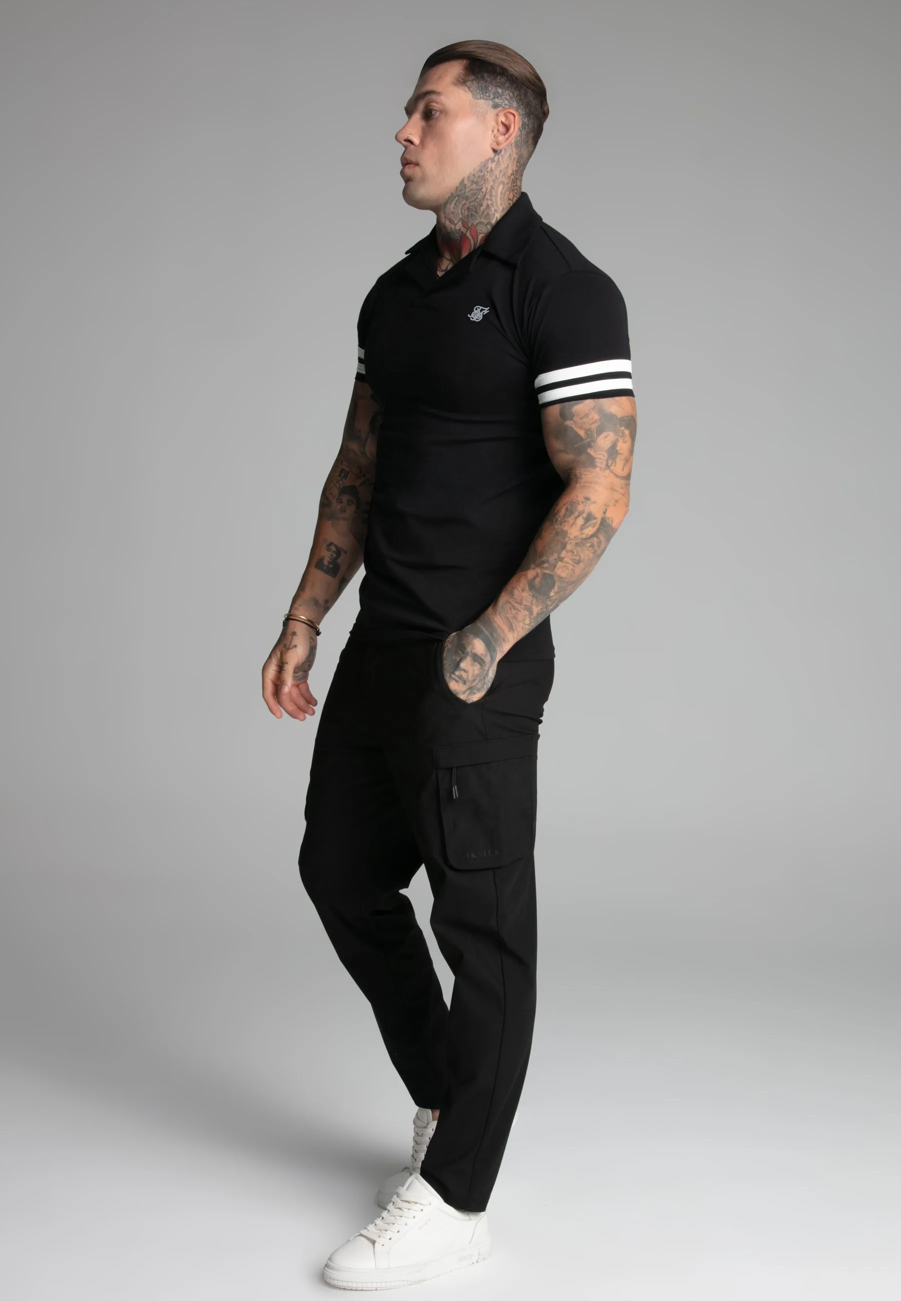 Black Tournament Revere Polo sold by Siksilk product image thumbnail 4