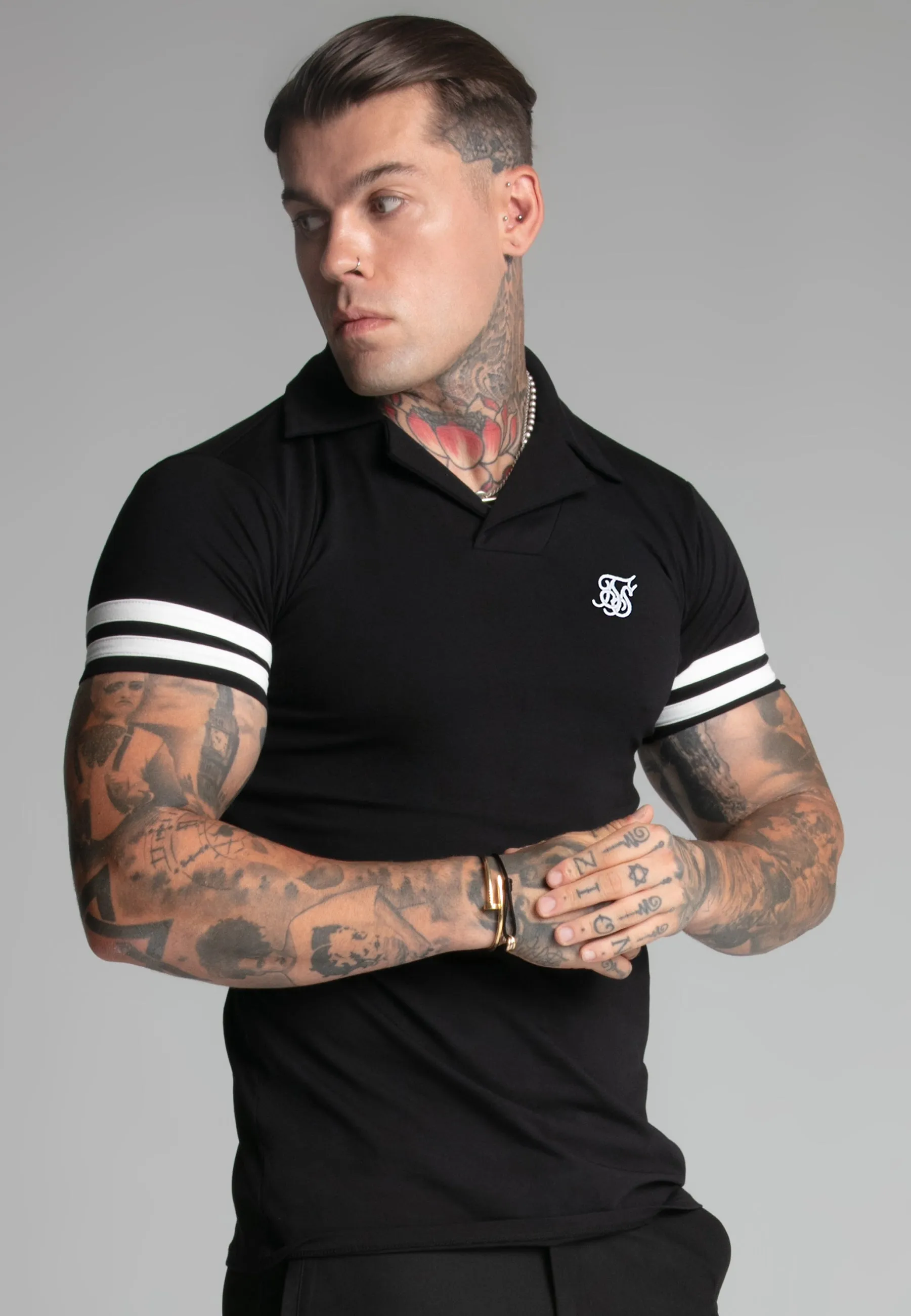 Black Tournament Revere Polo sold by Siksilk