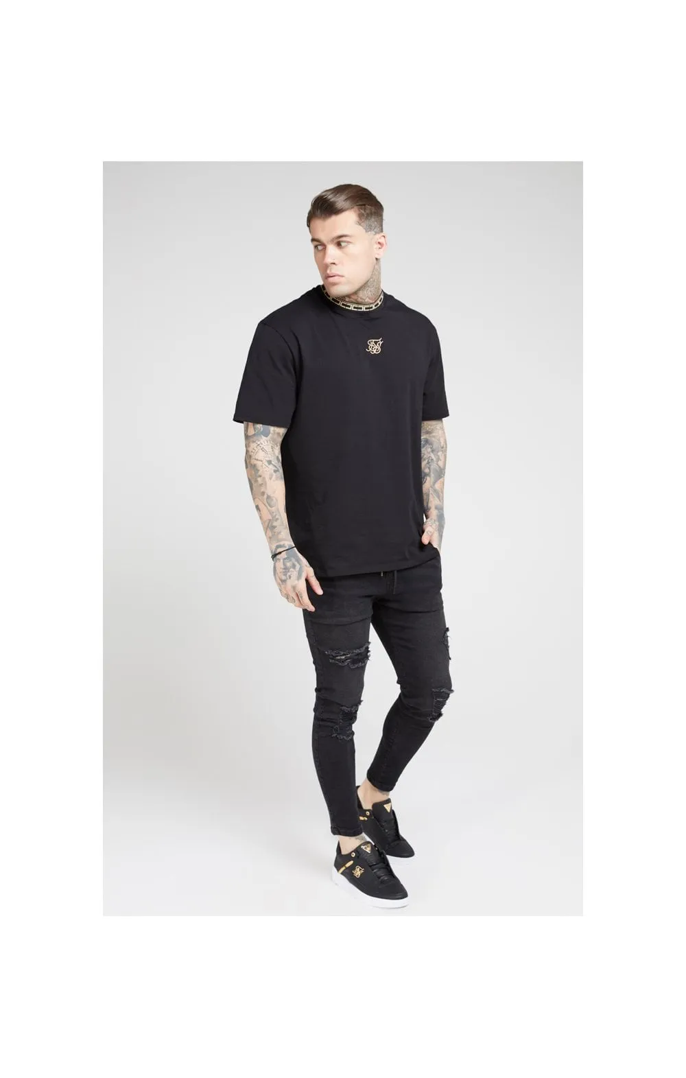 SikSilk Tape Collar Essential Tee - Black & Gold sold by Siksilk product image thumbnail 4