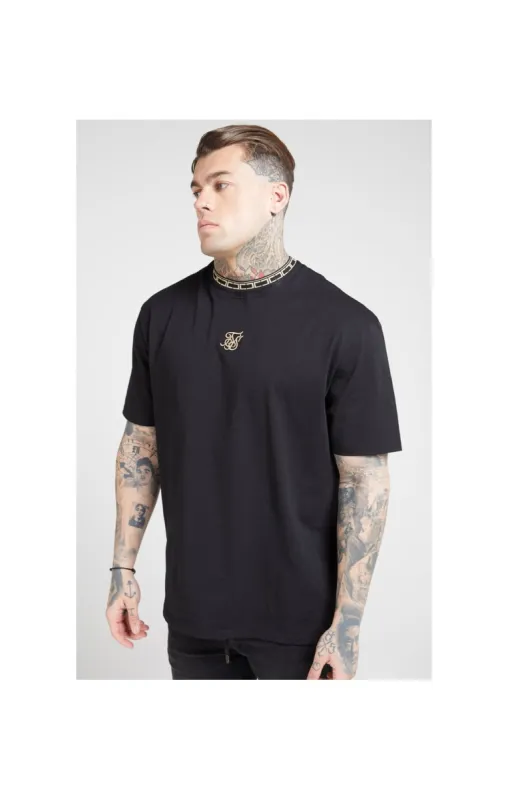 SikSilk Tape Collar Essential Tee - Black & Gold sold by Siksilk