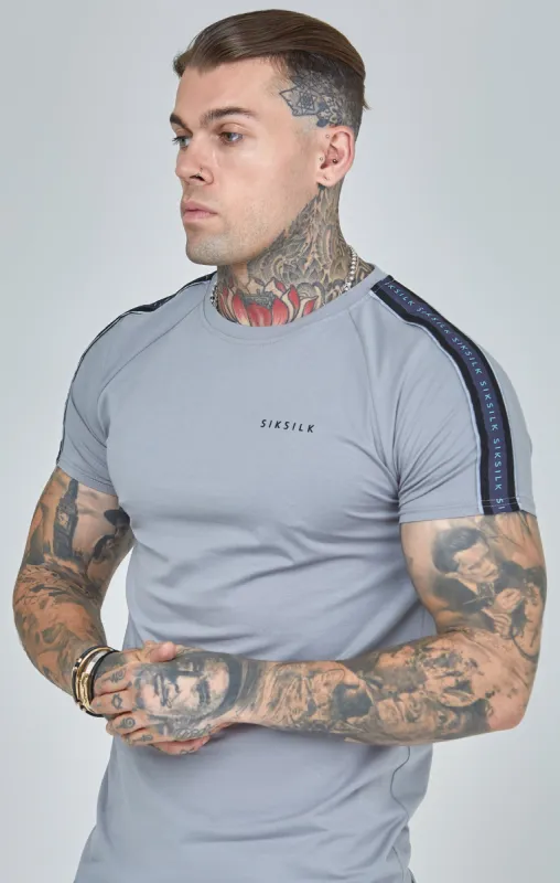 Grey Raglan Tape Muscle Fit T-Shirt sold by Siksilk