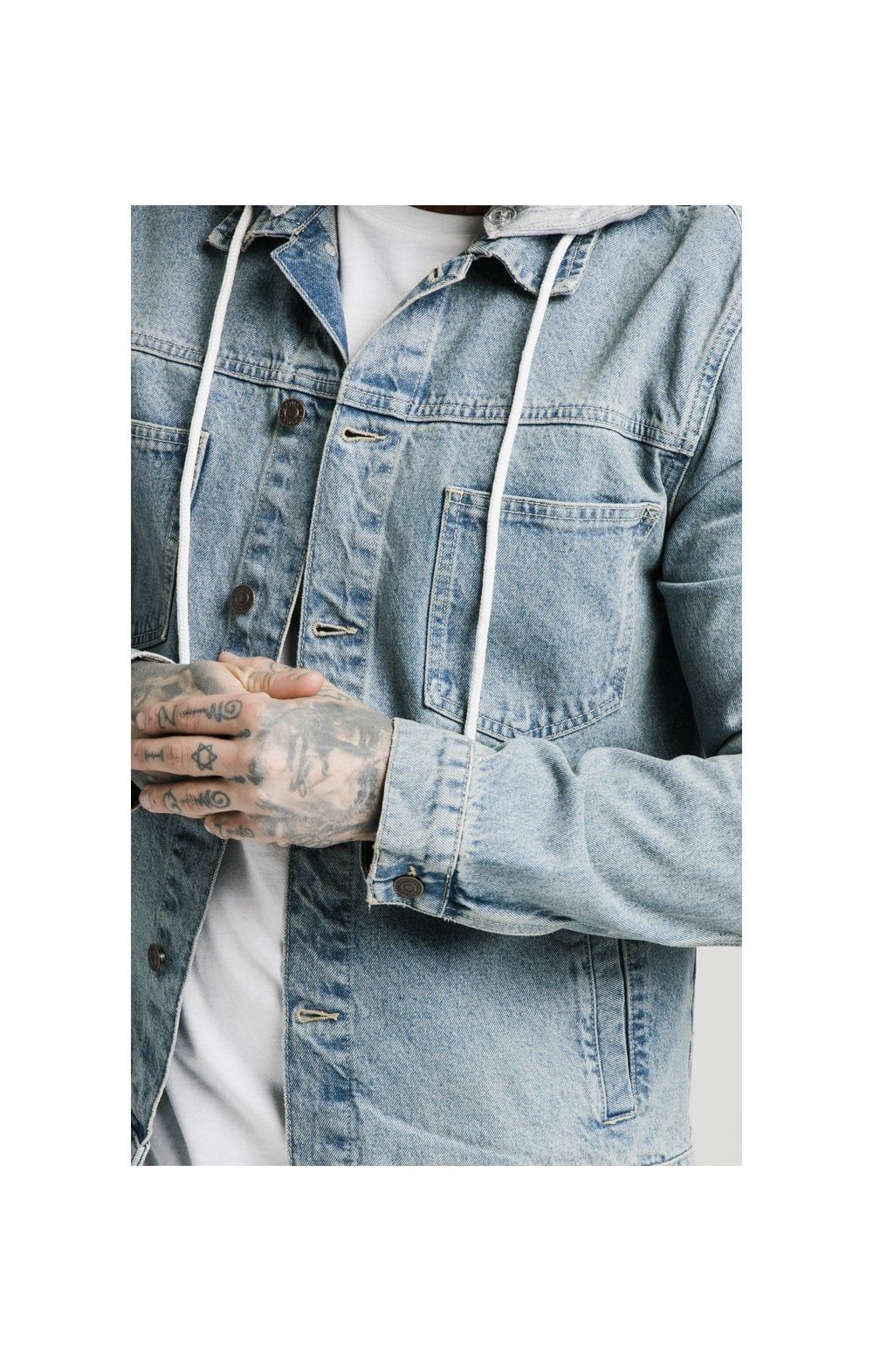SikSilk Hooded Denim Jacket - Light Blue Wash sold by Siksilk product image thumbnail 2