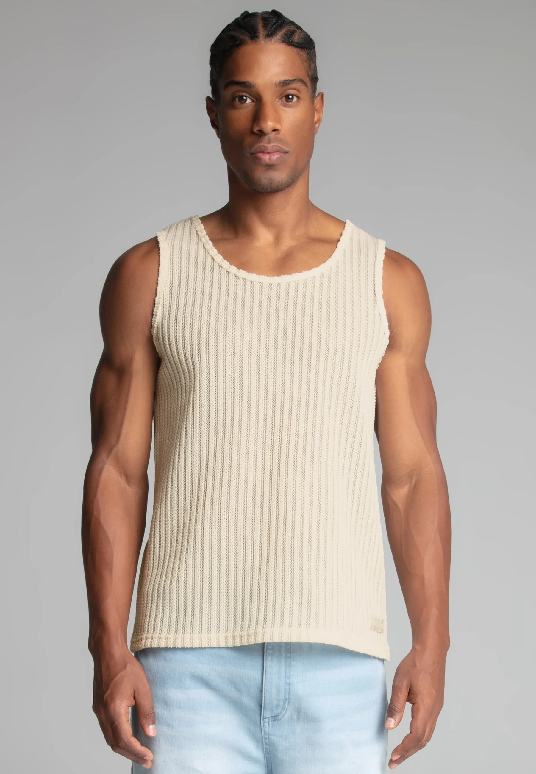 Ecru Textured Vest sold by Siksilk