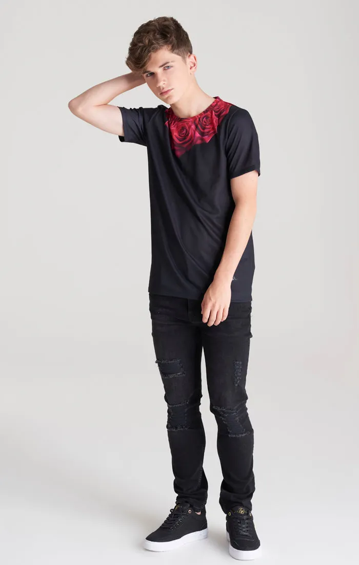 Boys Black Rose T-Shirt sold by Siksilk product image thumbnail 4