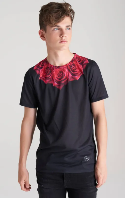 Boys Black Rose T-Shirt sold by Siksilk