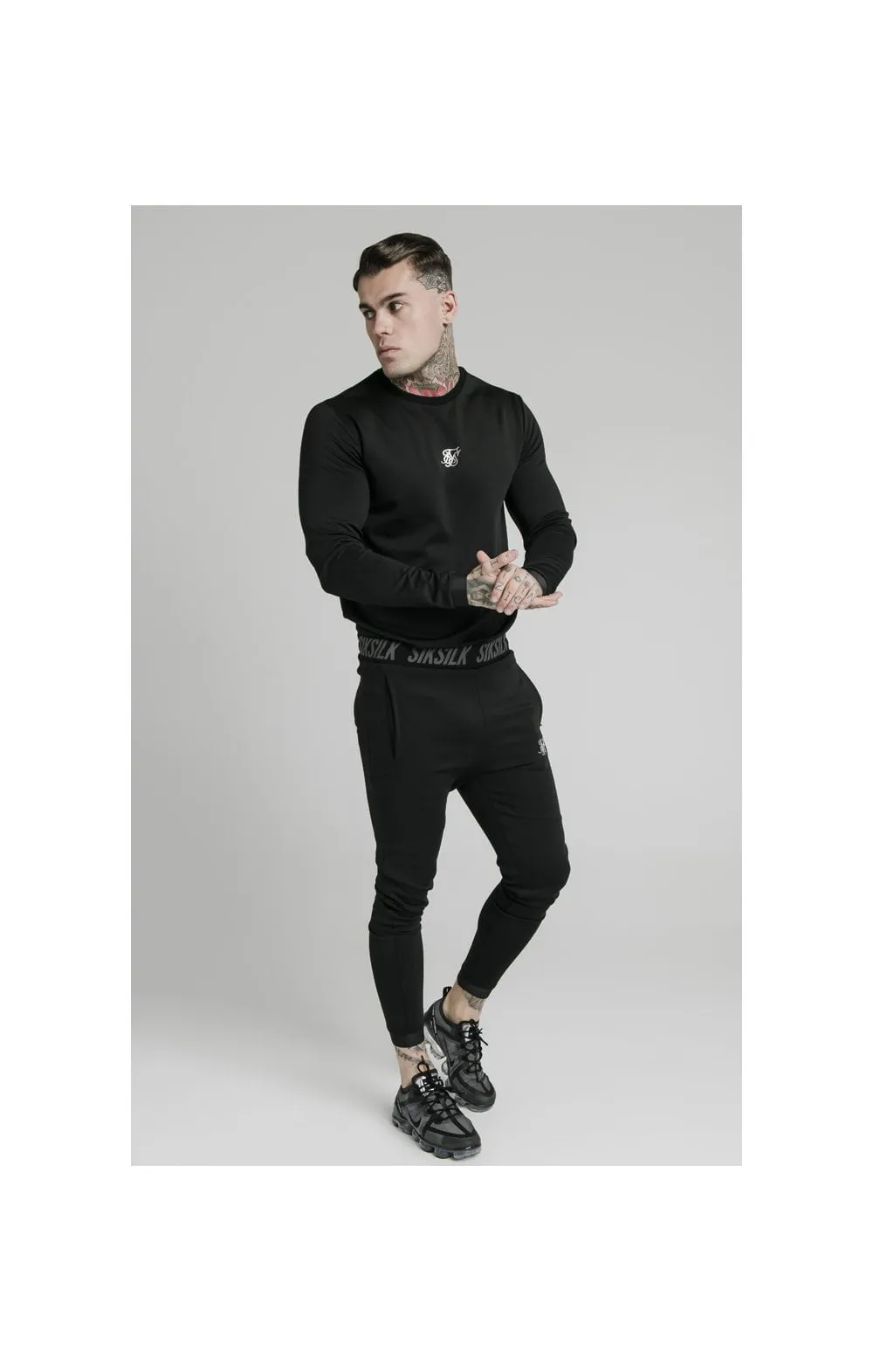 SikSilk L/S Active Crew Sweat - Black sold by Siksilk product image thumbnail 4