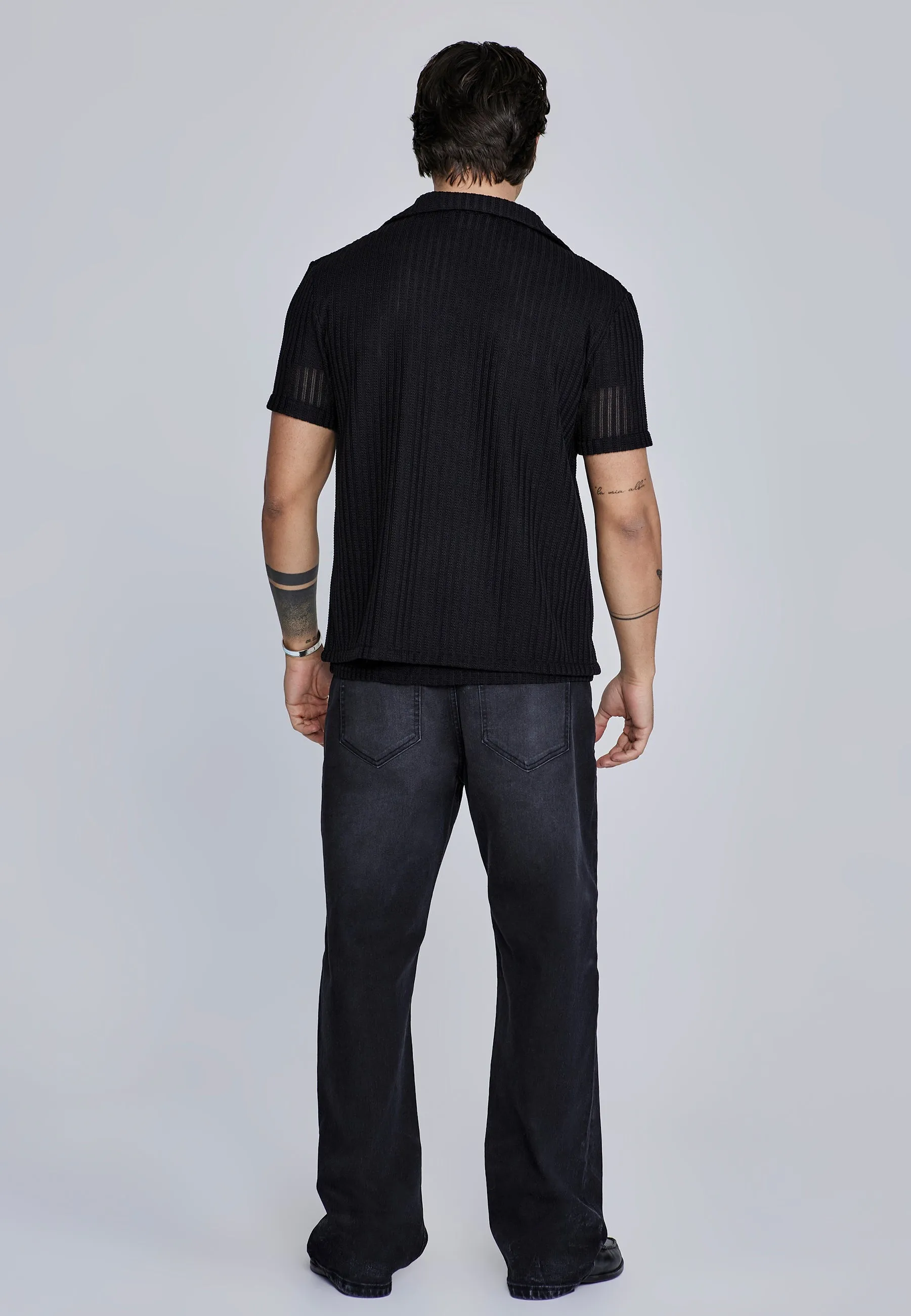 Black Textured Resort Shirt sold by Siksilk product image thumbnail 5