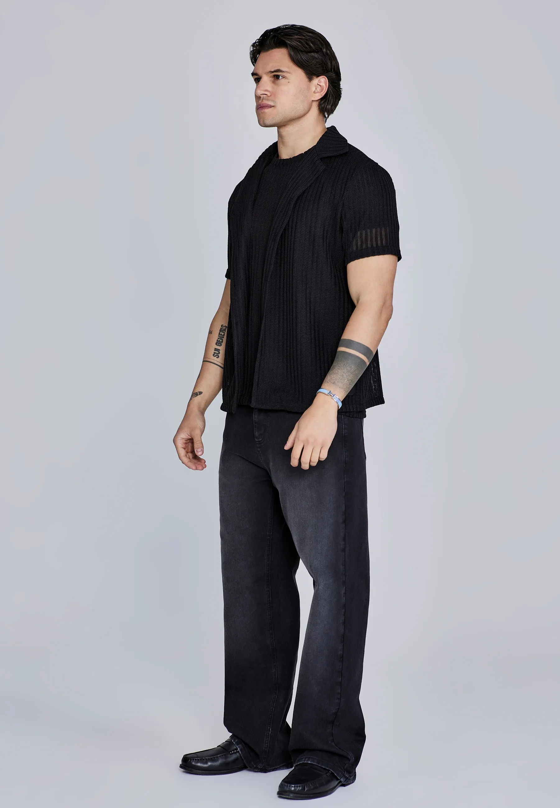 Black Textured Resort Shirt sold by Siksilk product image thumbnail 4