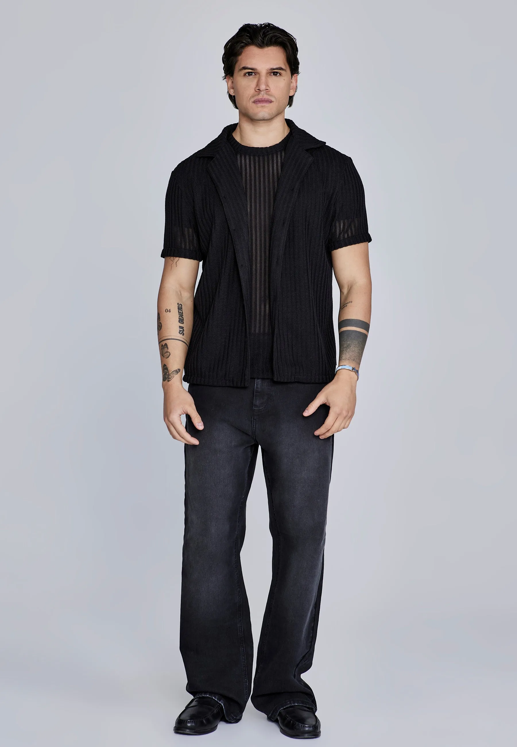 Black Textured Resort Shirt sold by Siksilk product image thumbnail 3