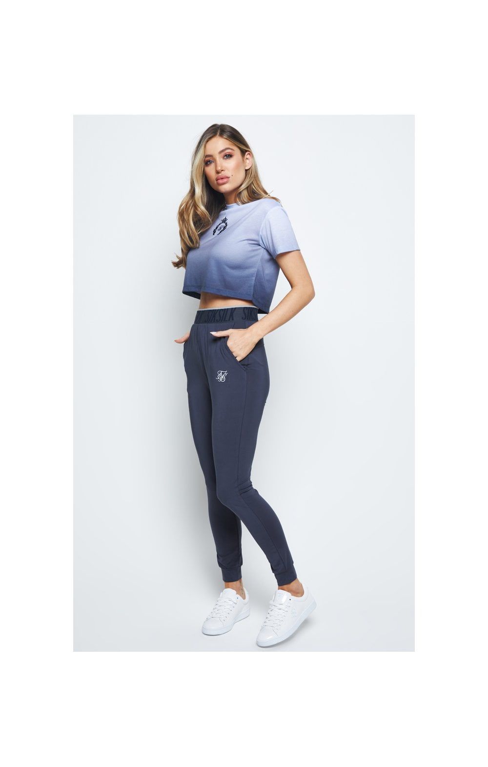 SikSilk Fade Crop Tee – Navy & Grey sold by Siksilk product image thumbnail 2
