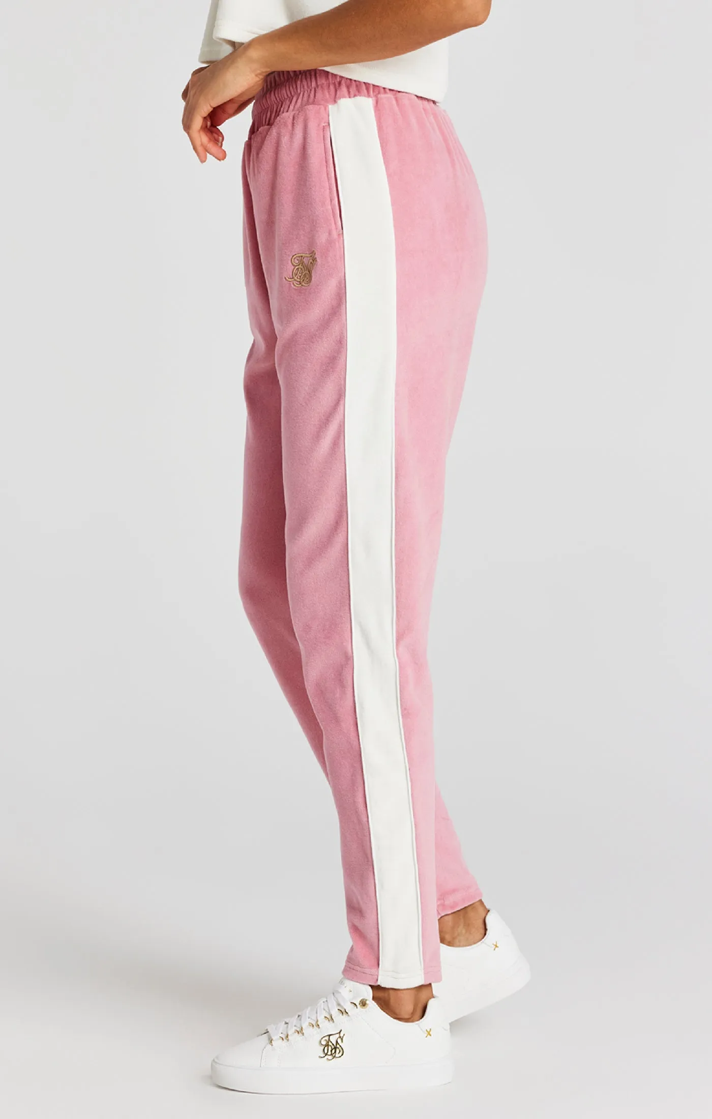 Pink Velour Track Pant sold by Siksilk product image thumbnail 2