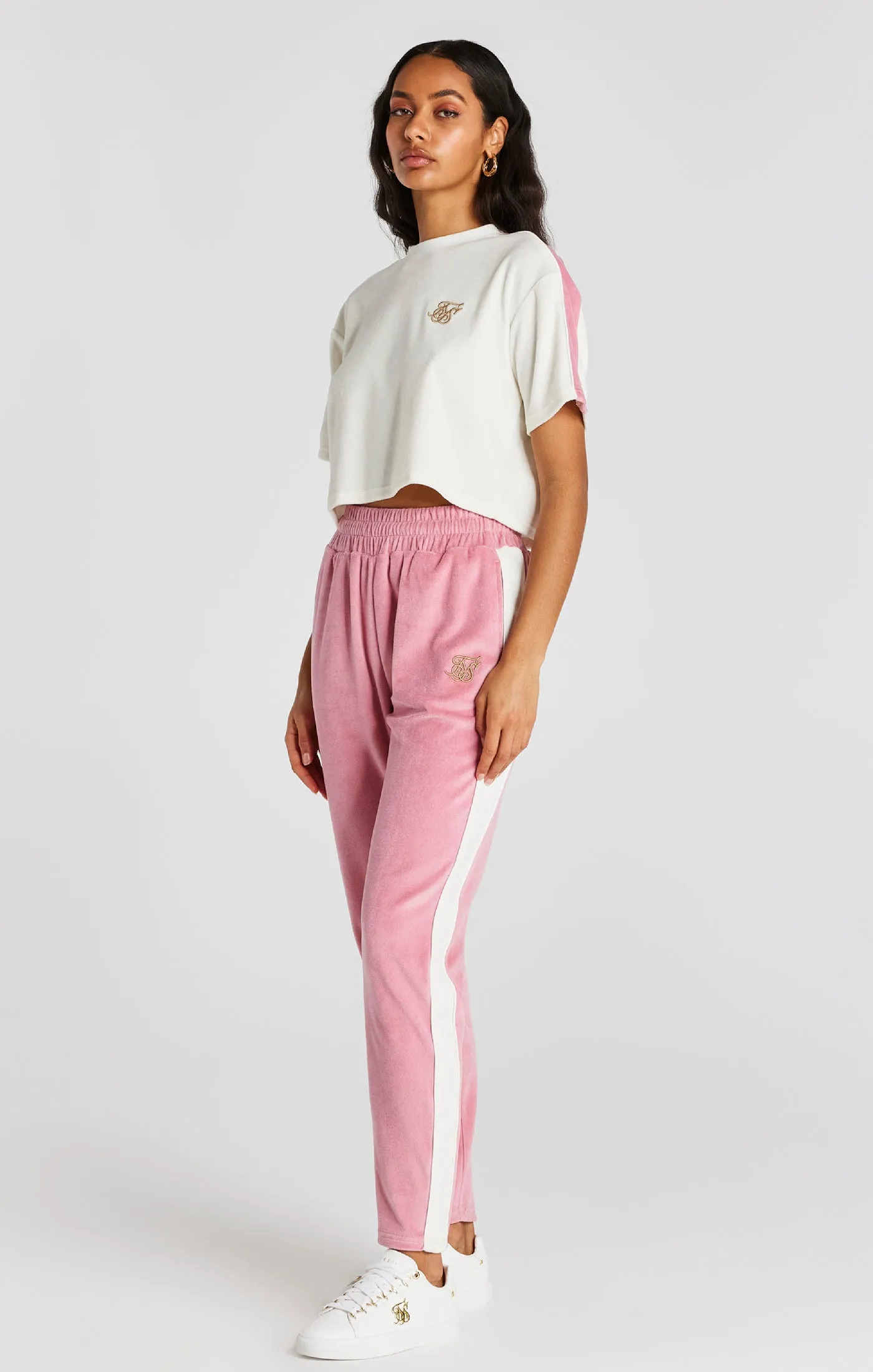Pink Velour Track Pant sold by Siksilk product image thumbnail 3
