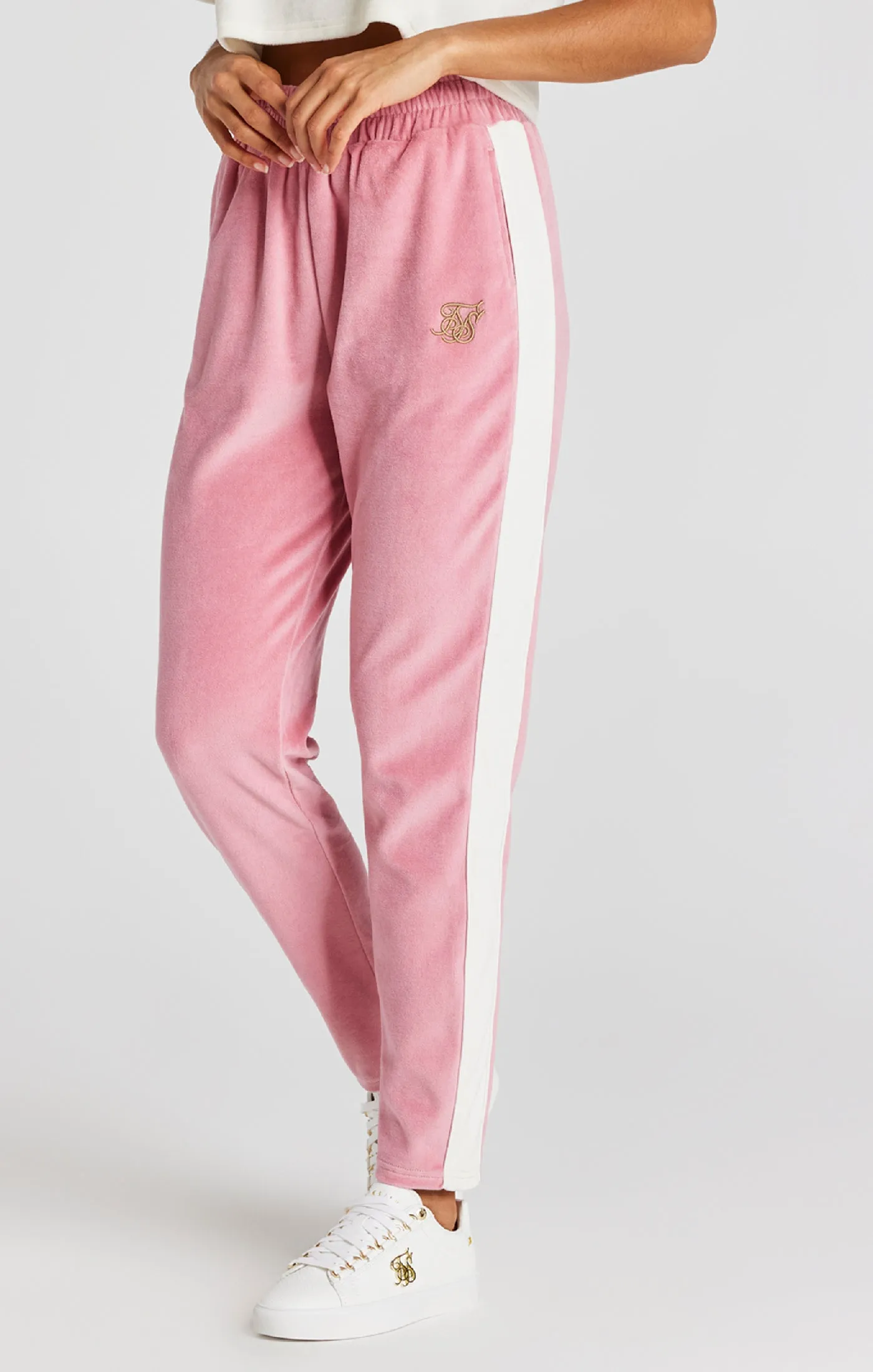Pink Velour Track Pant sold by Siksilk