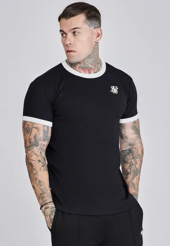 Black Ribbed Ringer T-Shirt sold by Siksilk