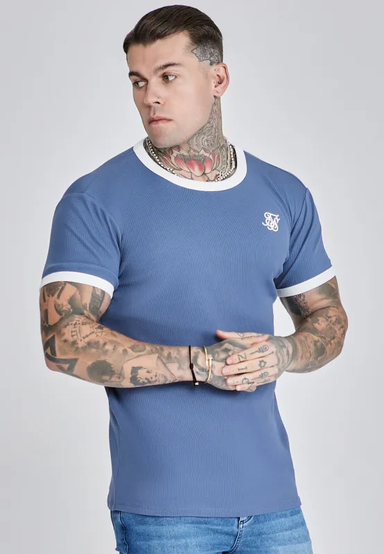 Blue Ribbed Ringer T-Shirt sold by Siksilk