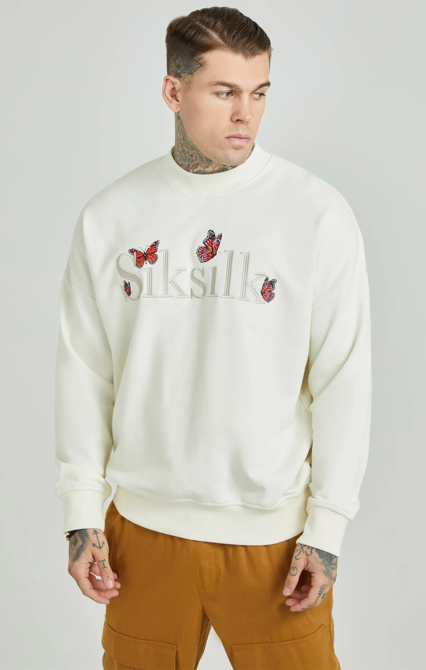 Ecru Washed Butterfly Sweatshirt sold by Siksilk