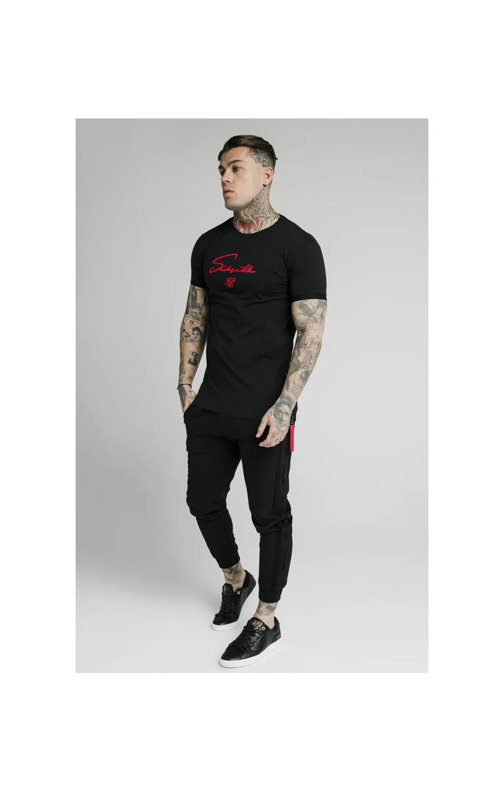 SikSilk S/S Signature Flock Tee - Black sold by Siksilk product image thumbnail 4