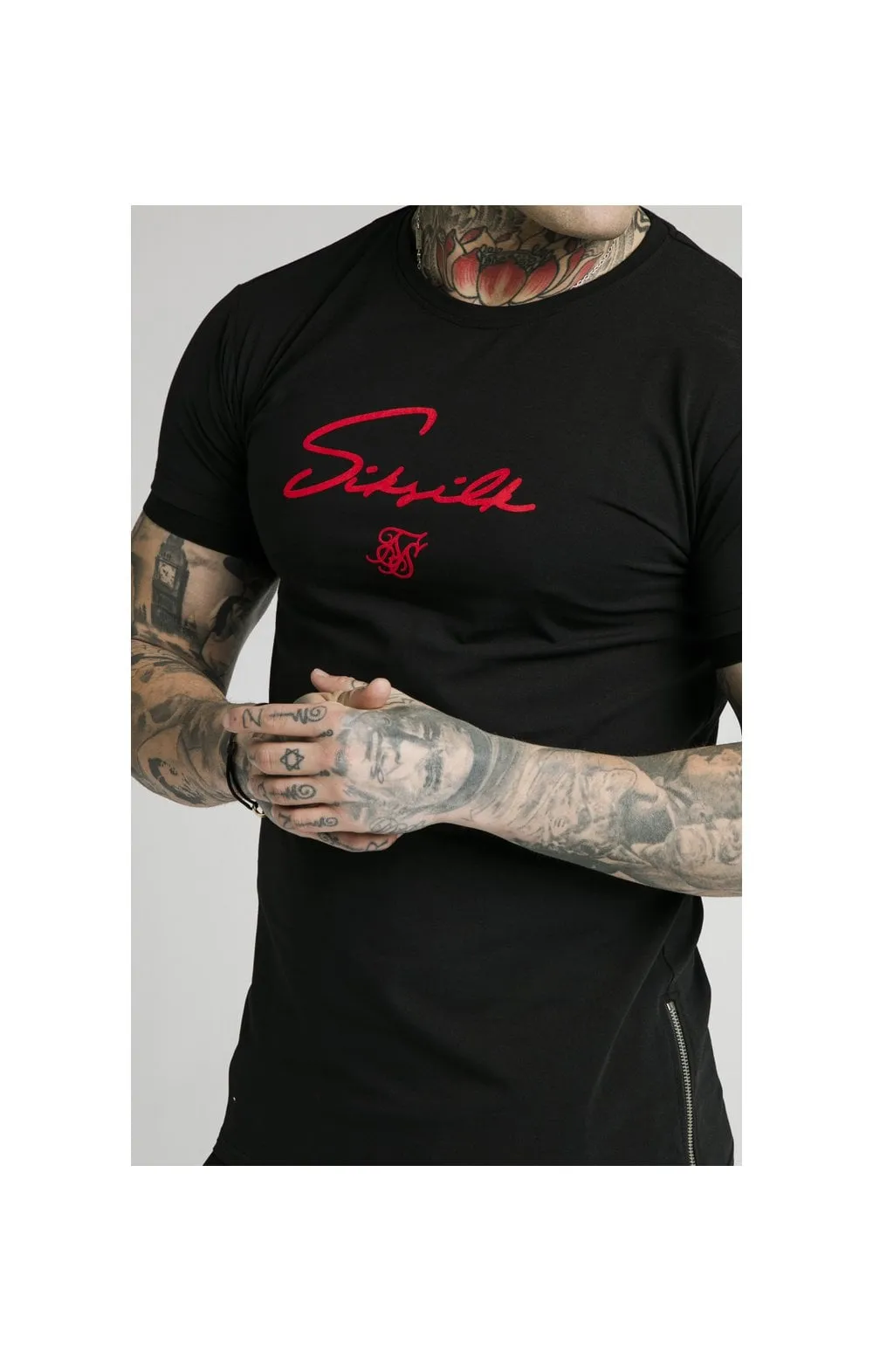 SikSilk S/S Signature Flock Tee - Black sold by Siksilk product image thumbnail 2