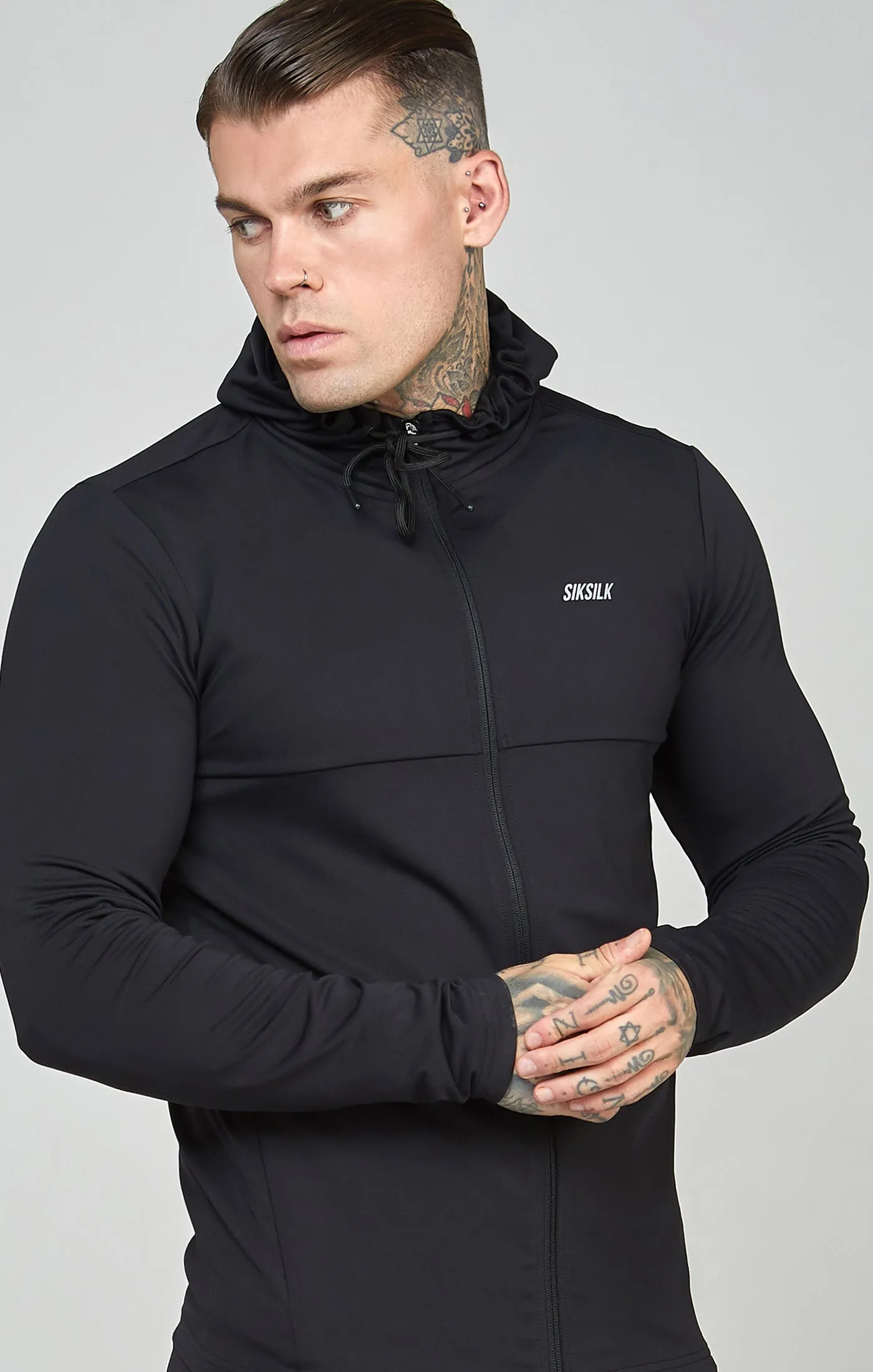 Black Sports Zip Through Muscle Fit Hoodie sold by Siksilk