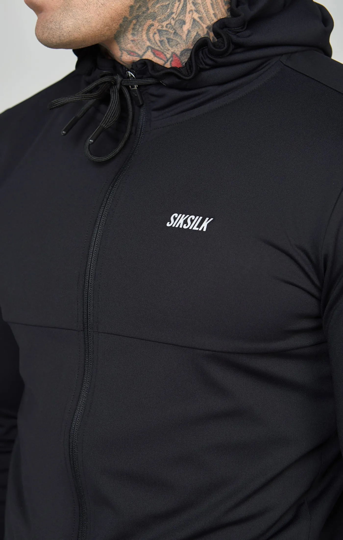 Black Sports Zip Through Muscle Fit Hoodie sold by Siksilk product image thumbnail 3