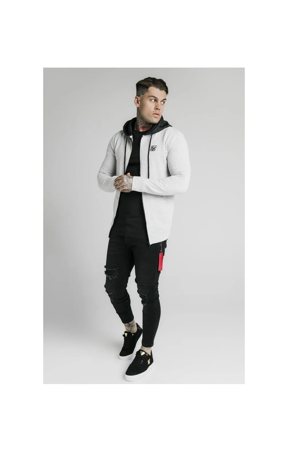 SikSilk Muscle Fit Zip Through Hoodie - Grey sold by Siksilk product image thumbnail 5