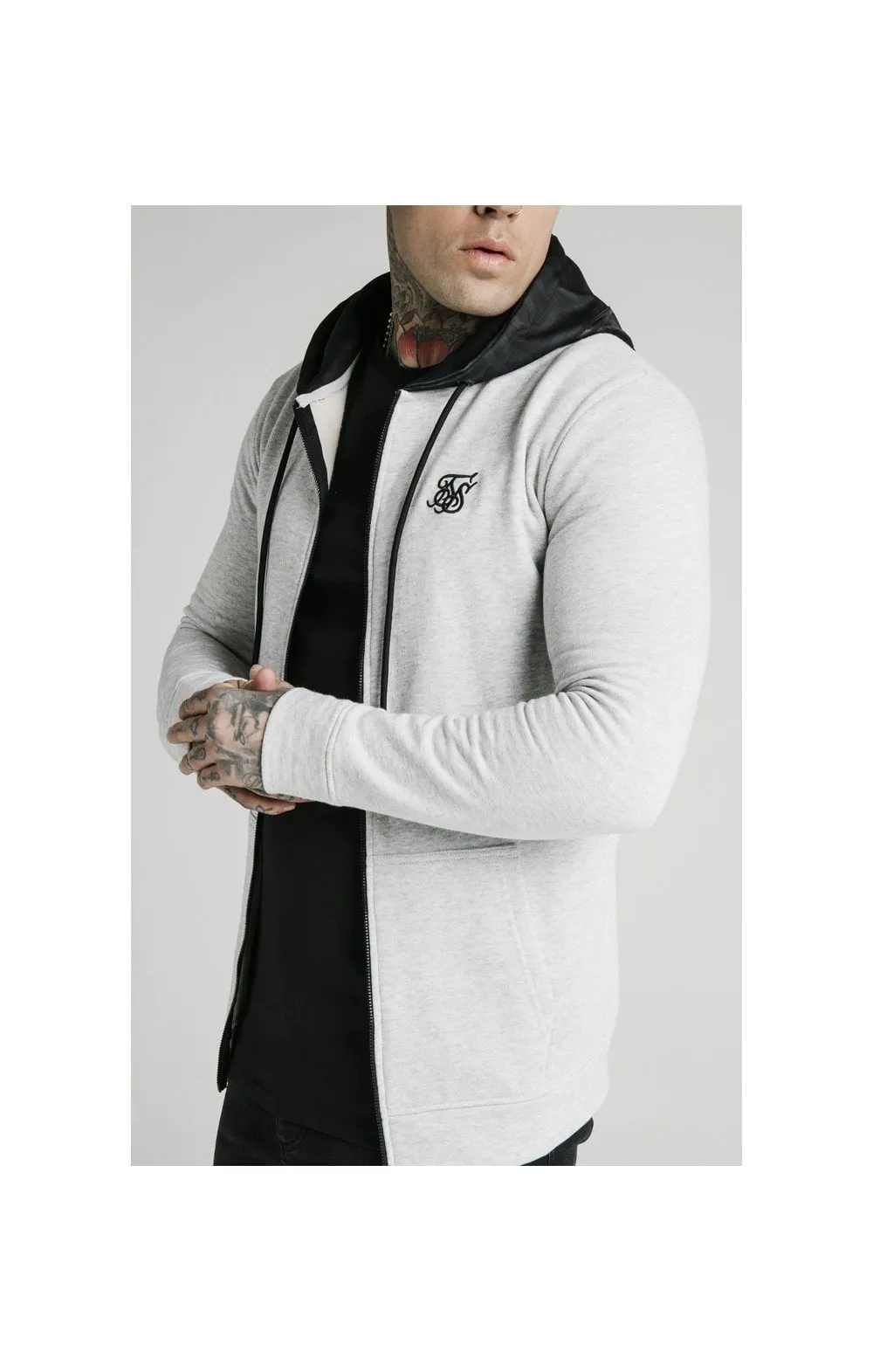 SikSilk Muscle Fit Zip Through Hoodie - Grey sold by Siksilk product image thumbnail 3