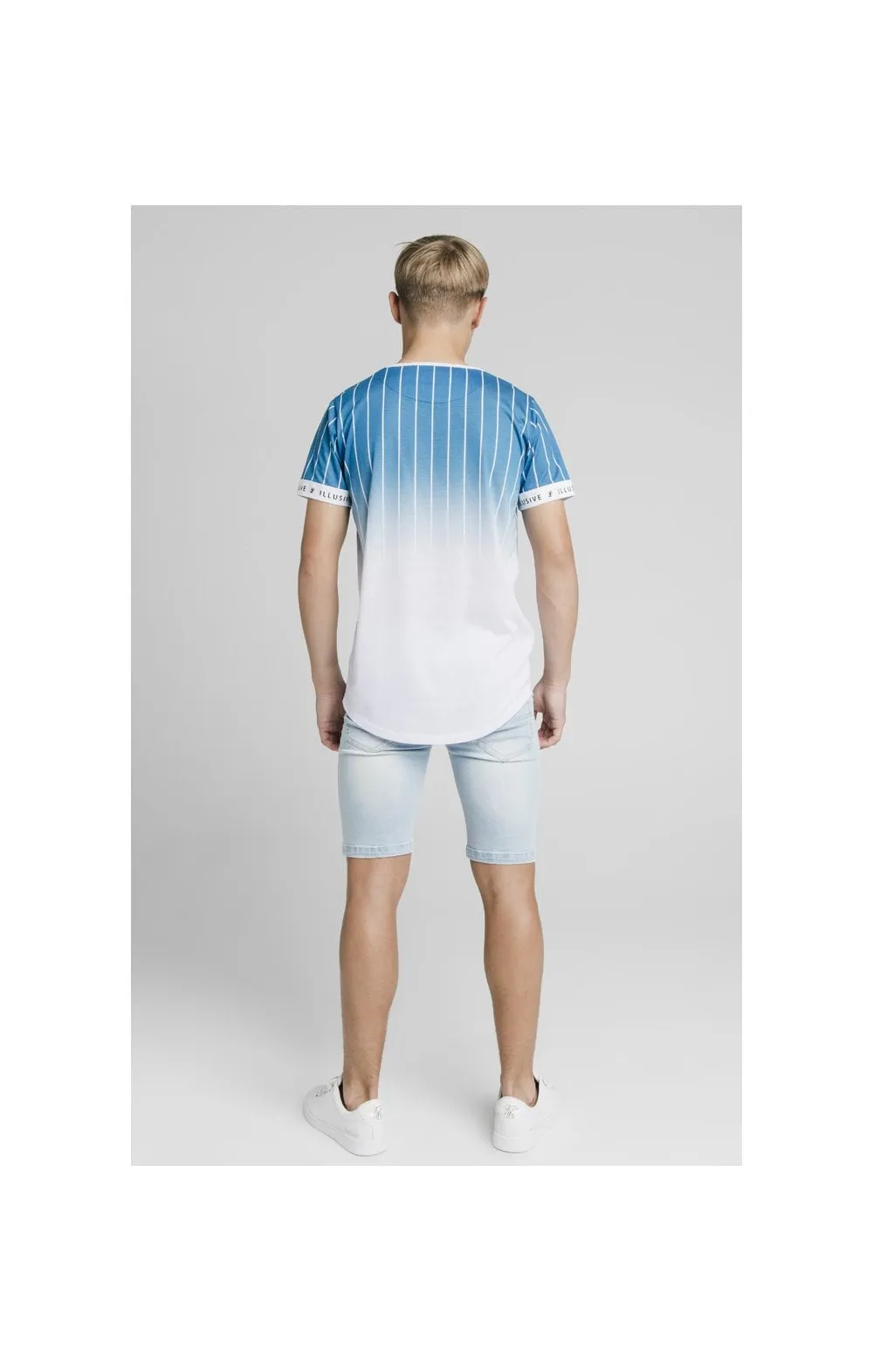 Illusive London Fade Stripe Tech Tee - Teal & White sold by Siksilk product image thumbnail 5