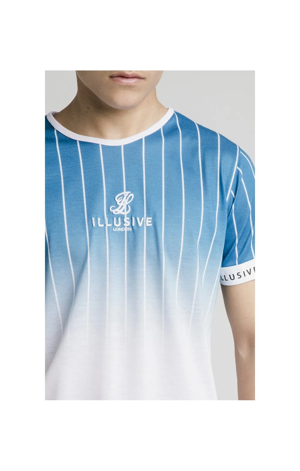 Illusive London Fade Stripe Tech Tee - Teal & White sold by Siksilk product image thumbnail 2
