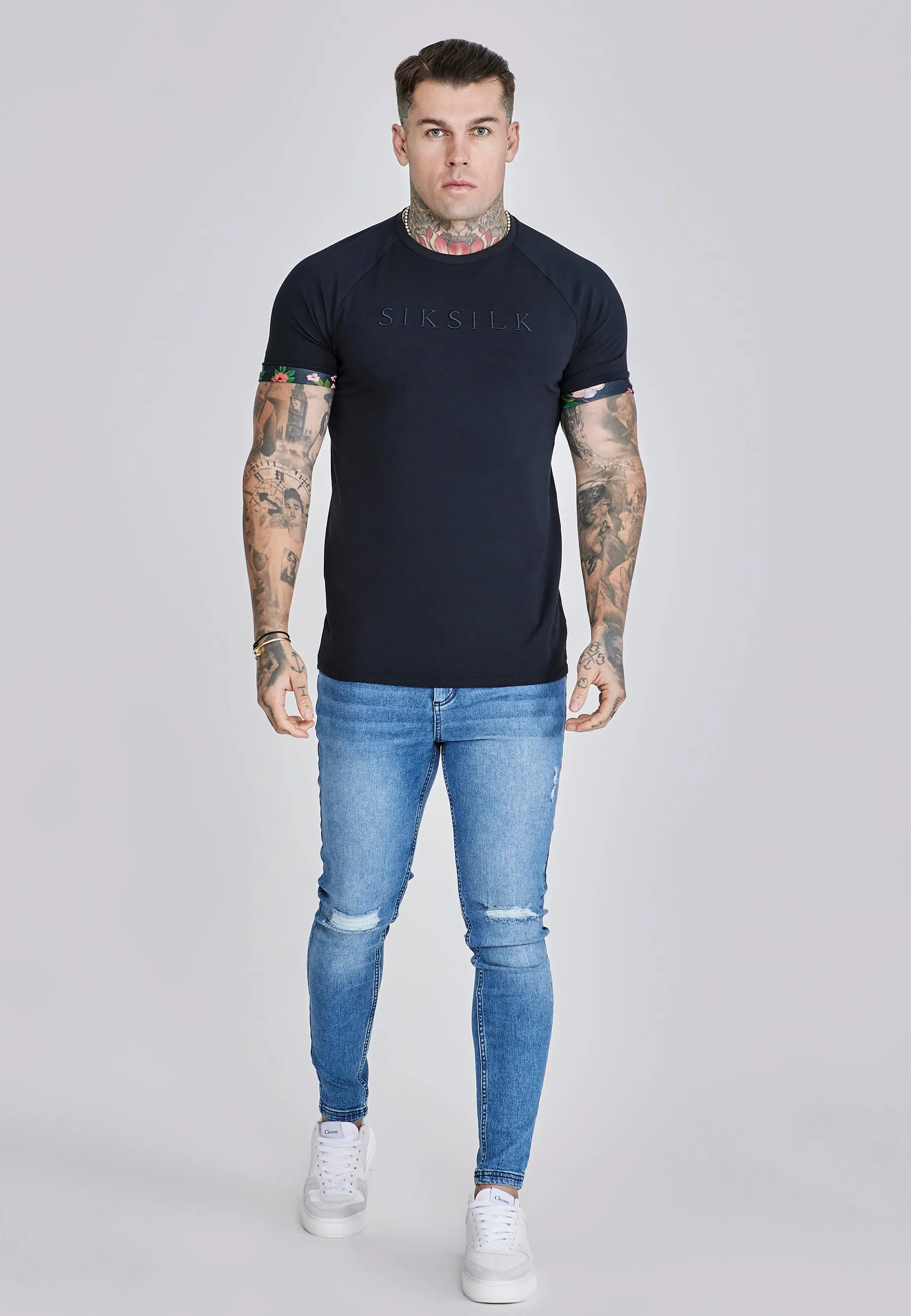 Navy Roll Sleeve T-Shirt sold by Siksilk product image thumbnail 3