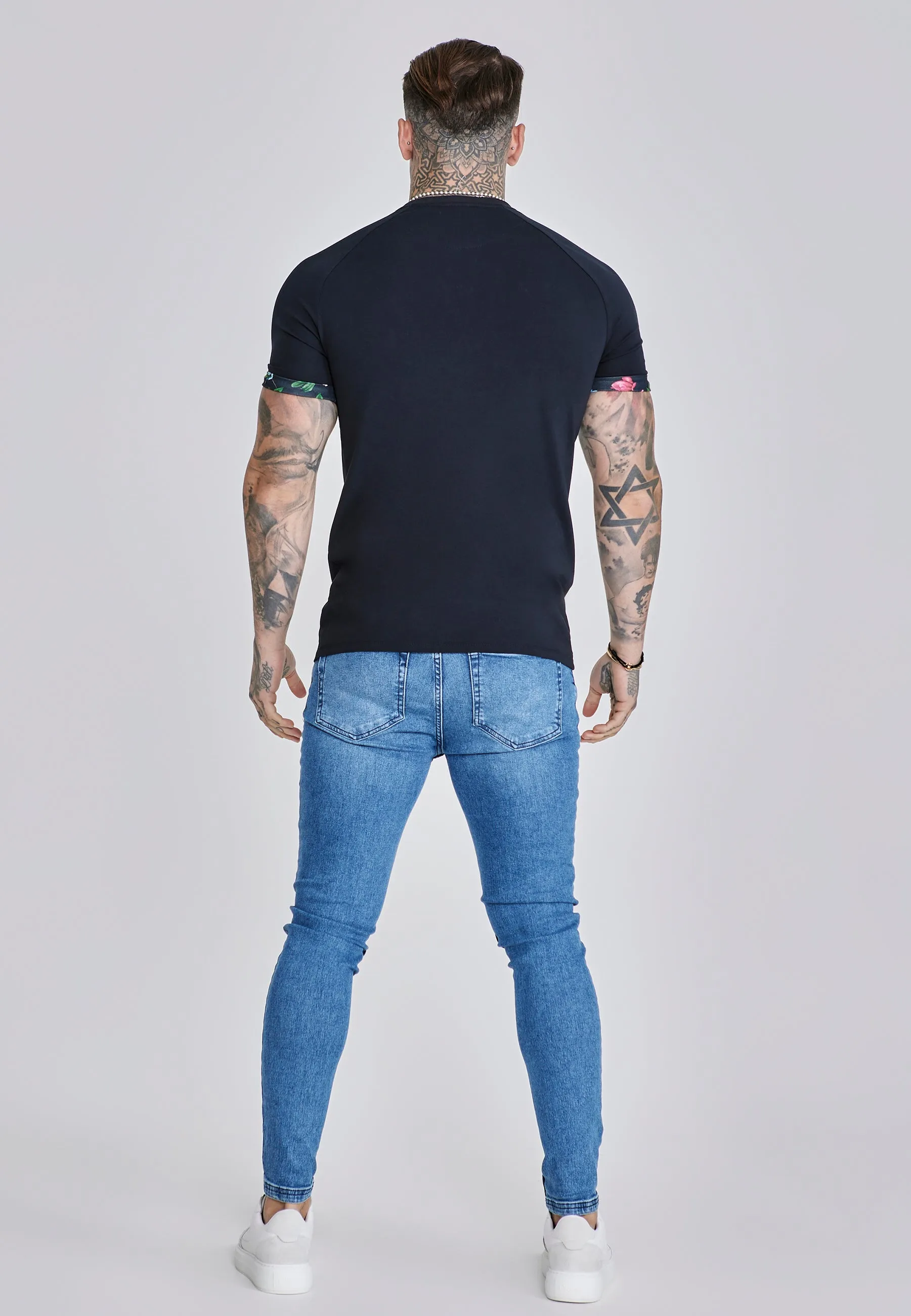 Navy Roll Sleeve T-Shirt sold by Siksilk product image thumbnail 5