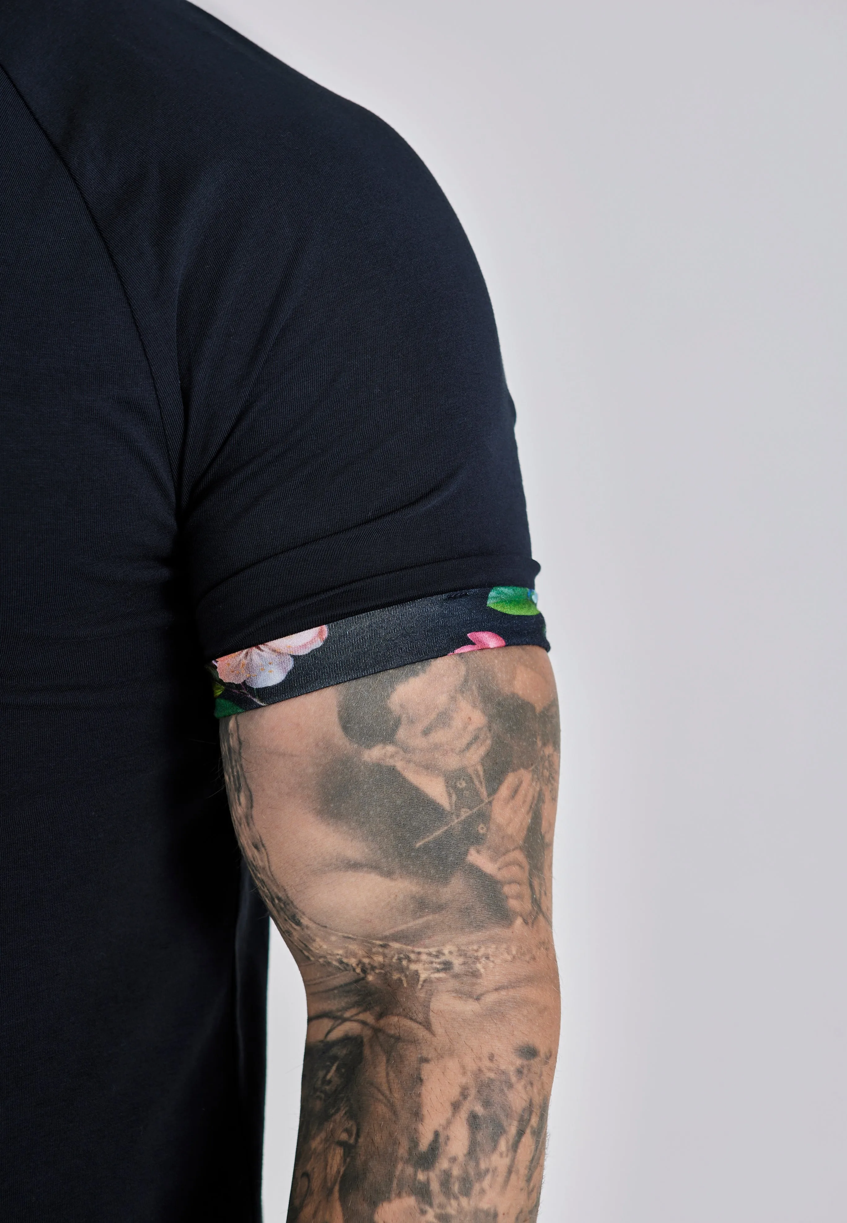 Navy Roll Sleeve T-Shirt sold by Siksilk product image thumbnail 2