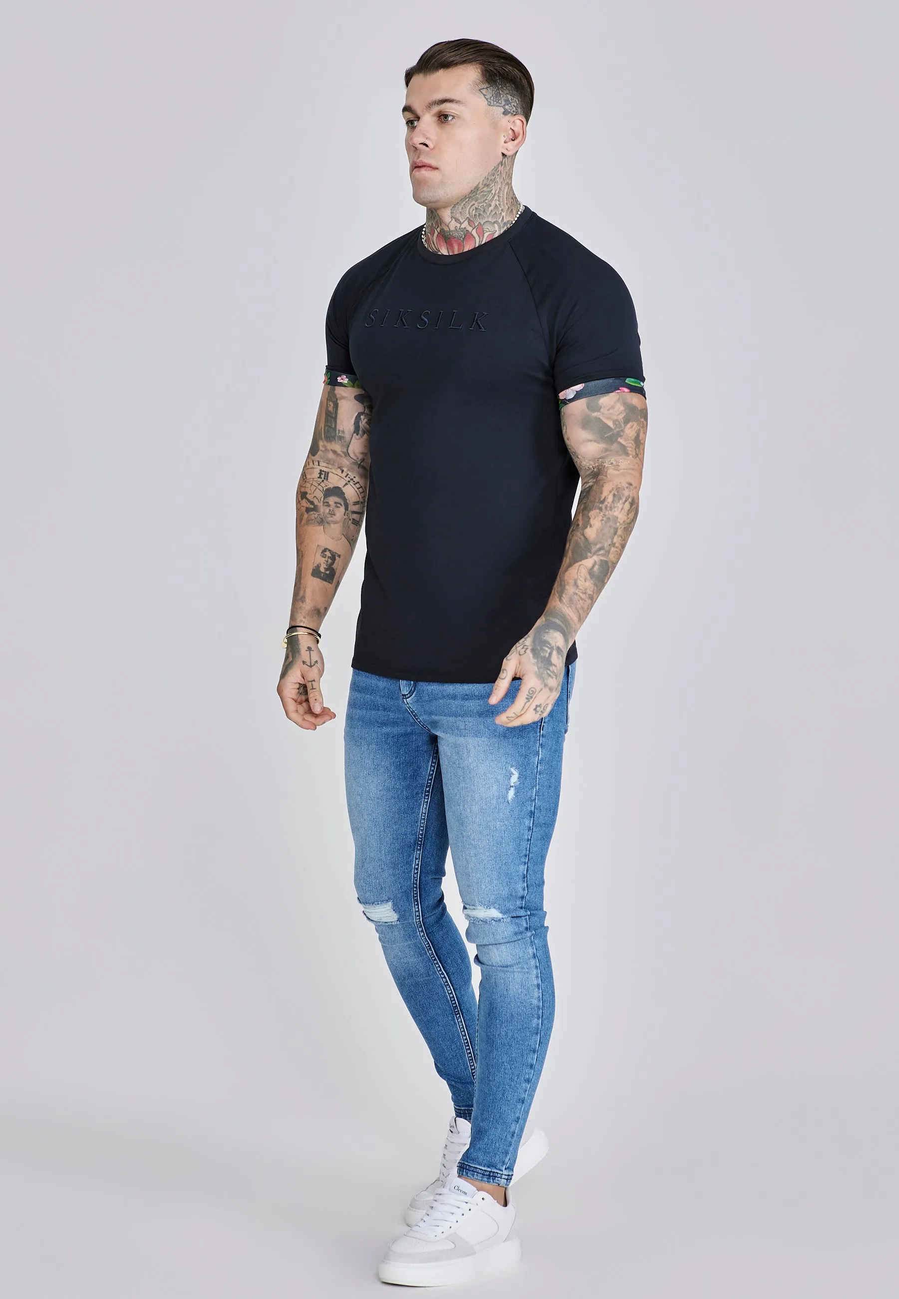 Navy Roll Sleeve T-Shirt sold by Siksilk product image thumbnail 4