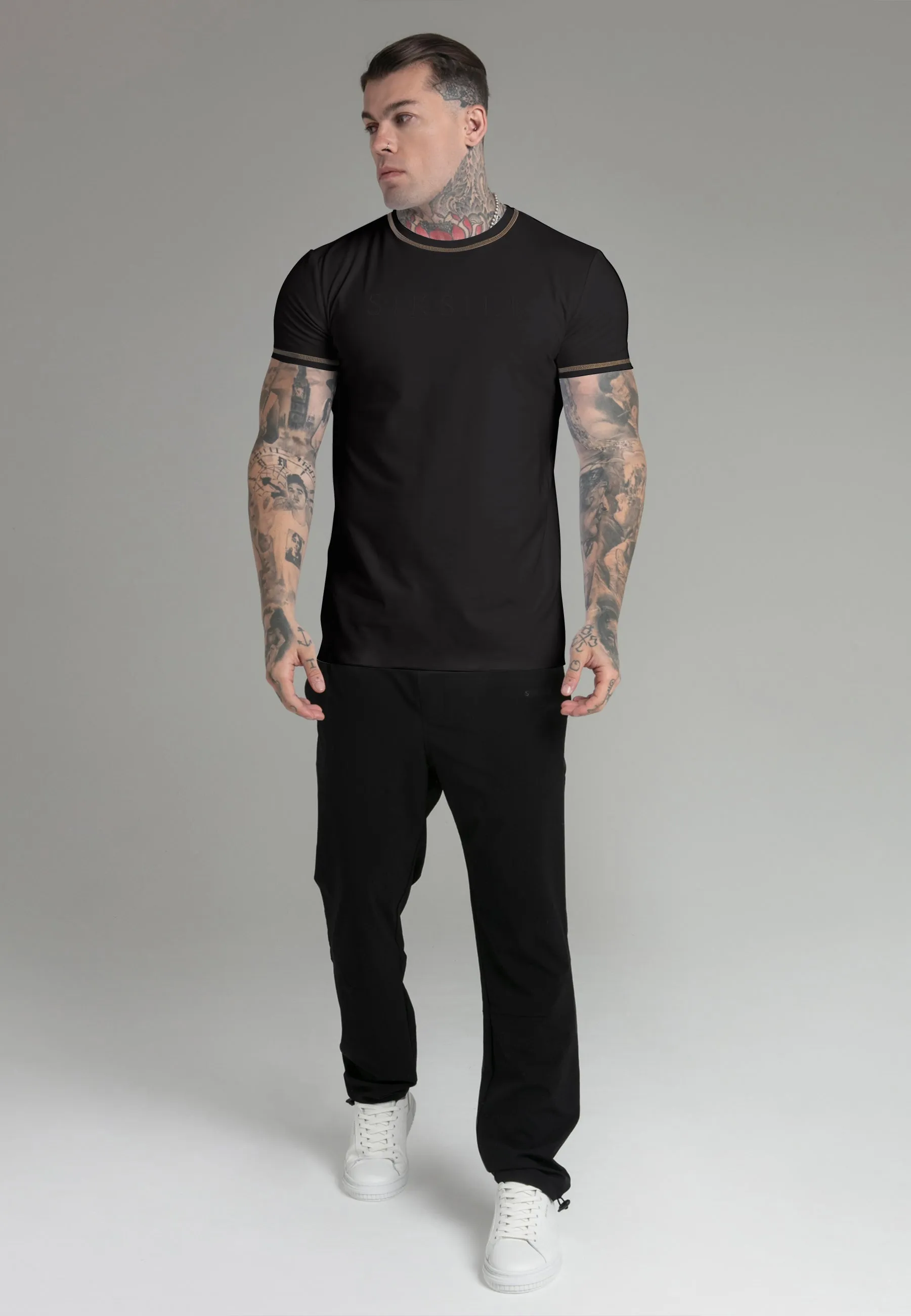 Black Muscle Fit T-Shirt sold by Siksilk product image thumbnail 2
