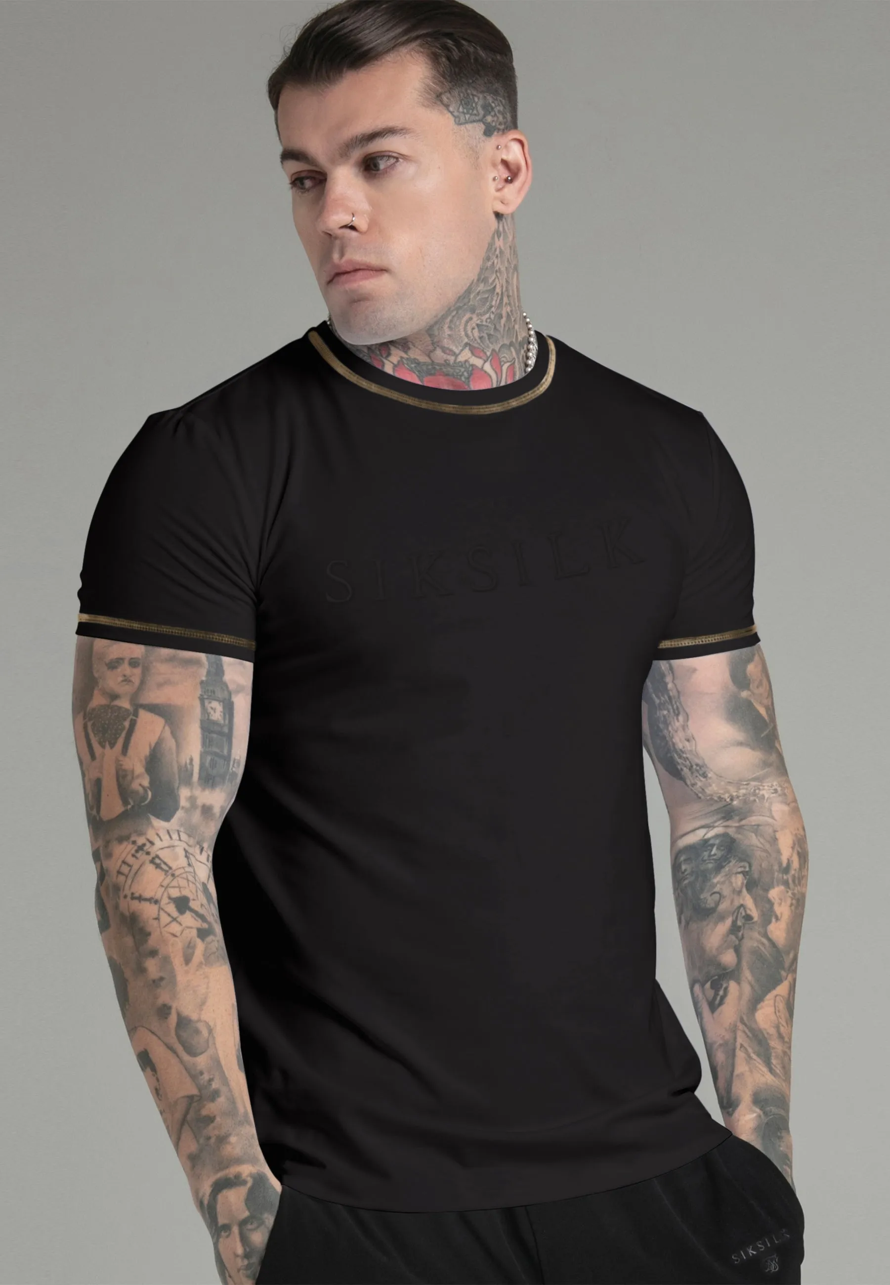 Black Muscle Fit T-Shirt sold by Siksilk