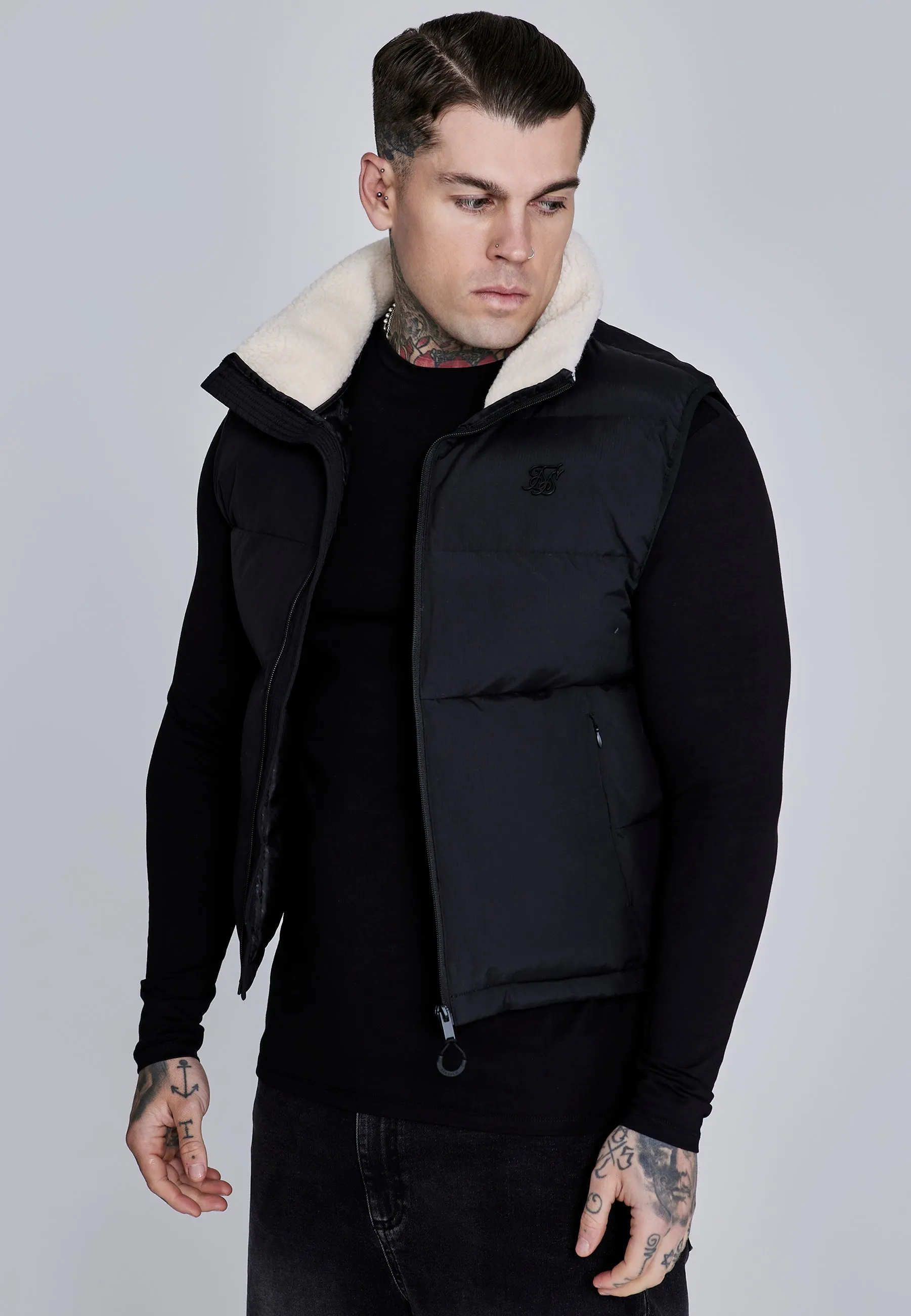 Black Gilet sold by Siksilk