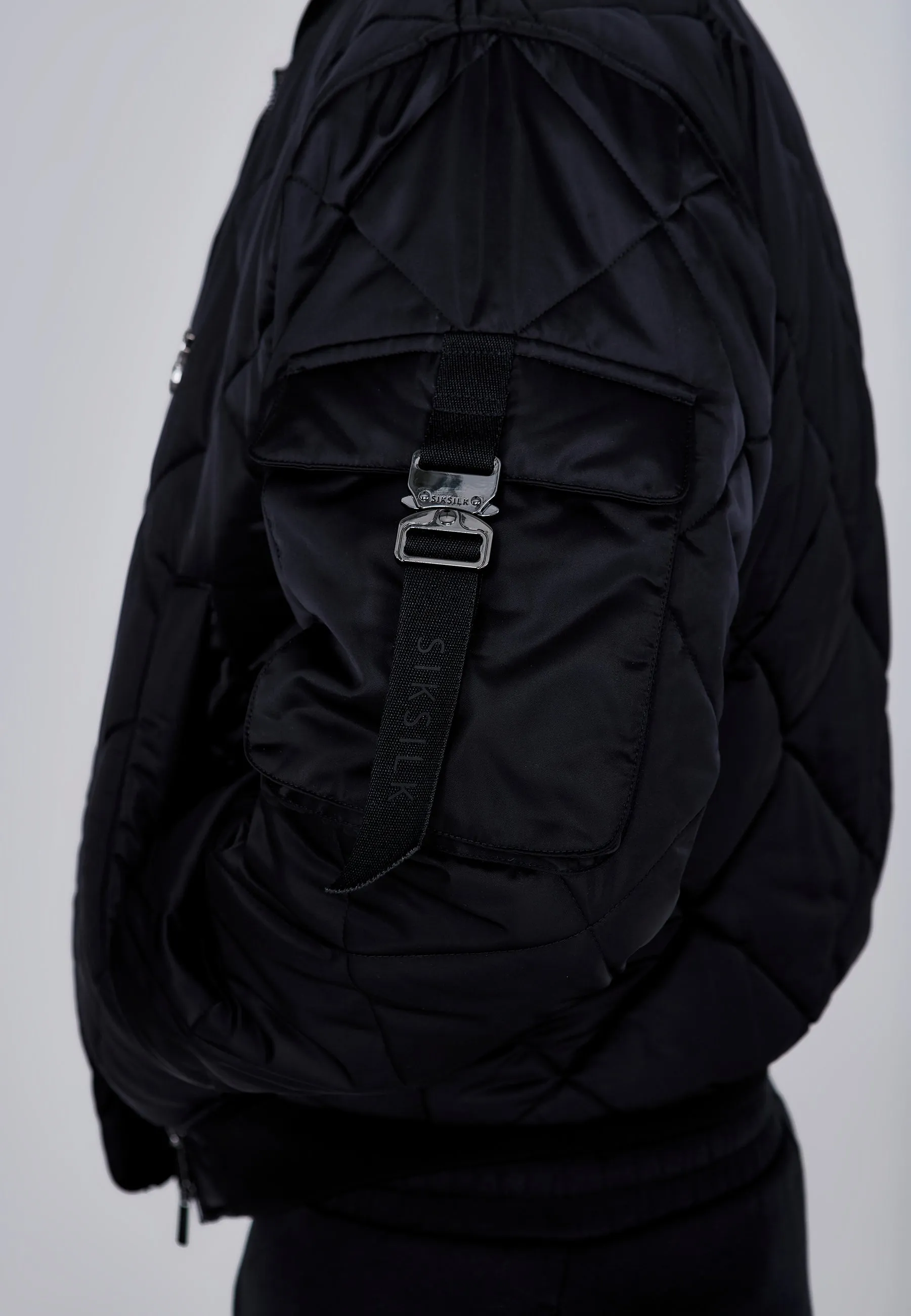 Black Bomber Jacket sold by Siksilk product image thumbnail 2