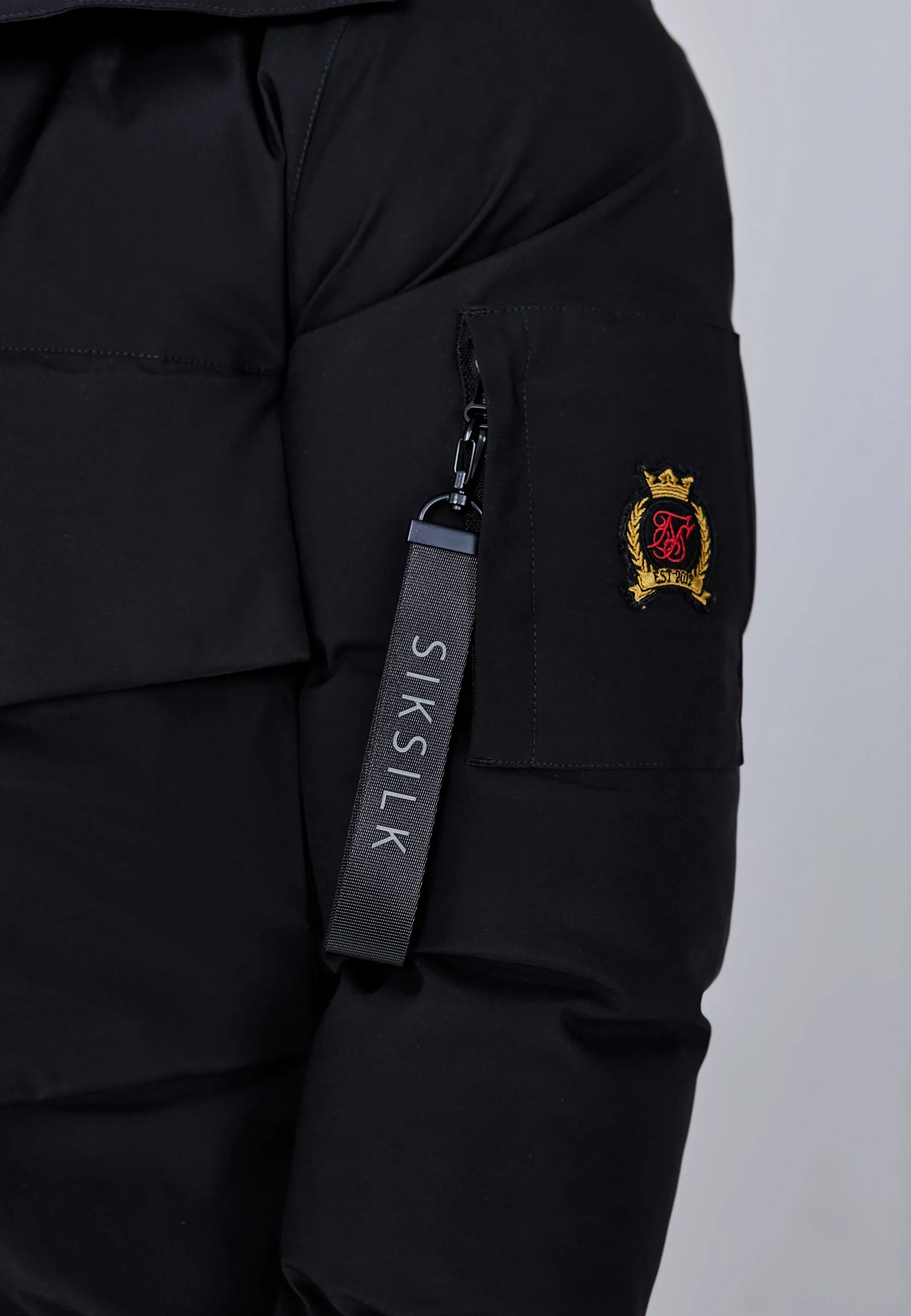 Black Hooded Bomber Jacket sold by Siksilk product image thumbnail 2