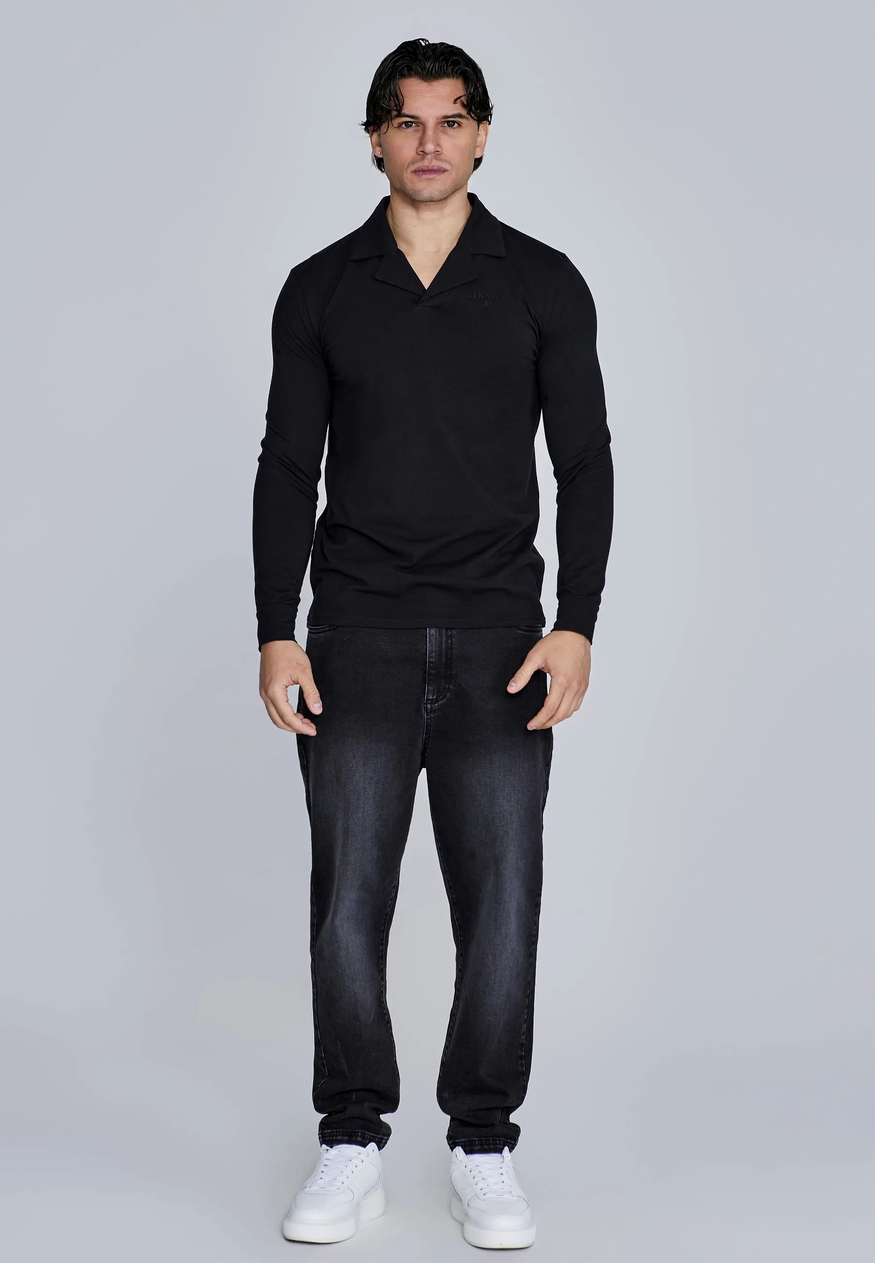 Black Long Sleeve Polo sold by Siksilk product image thumbnail 3