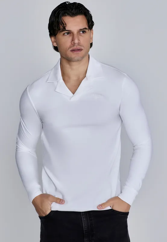 White Long Sleeve Polo sold by Siksilk