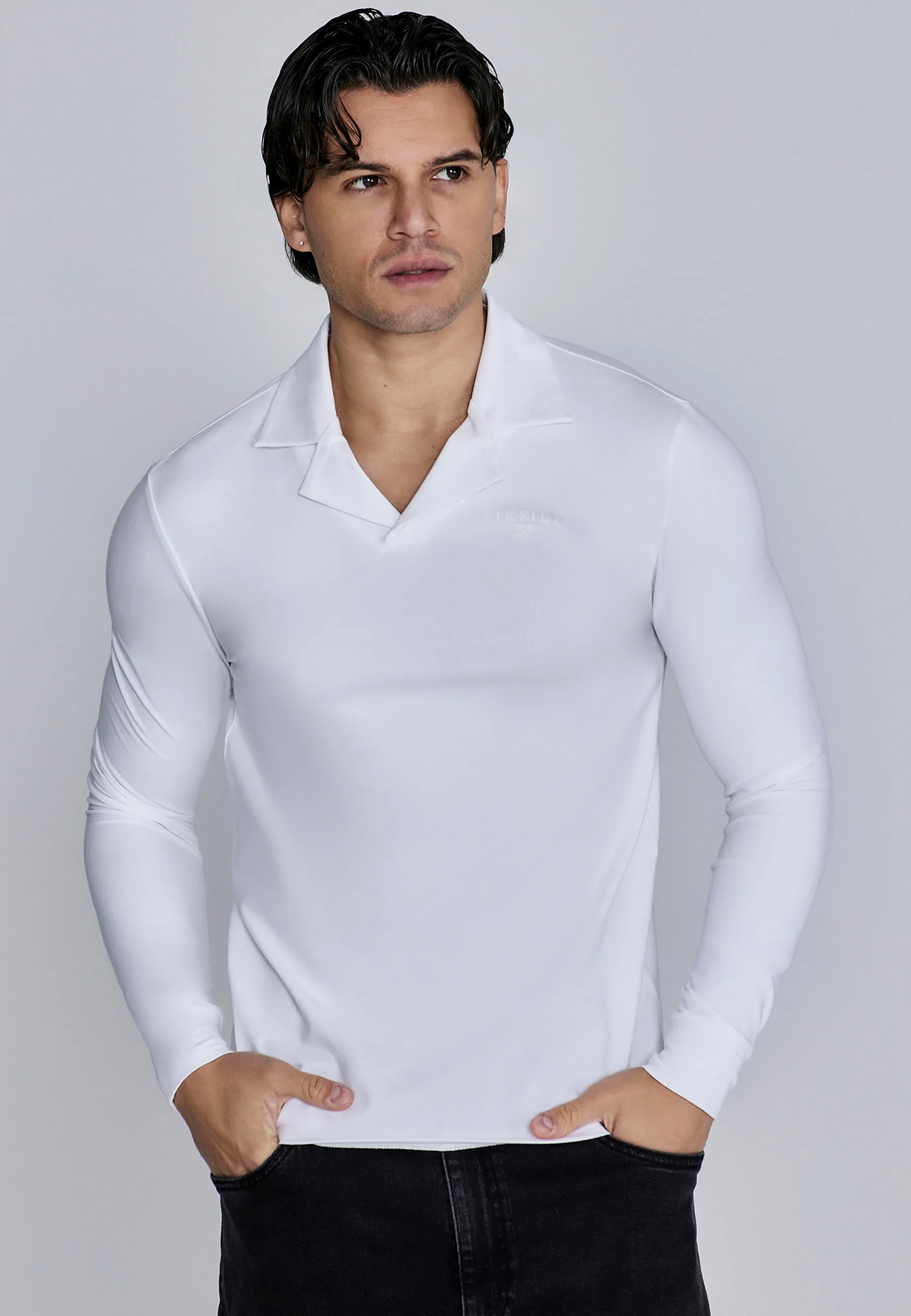 White Long Sleeve Polo sold by Siksilk